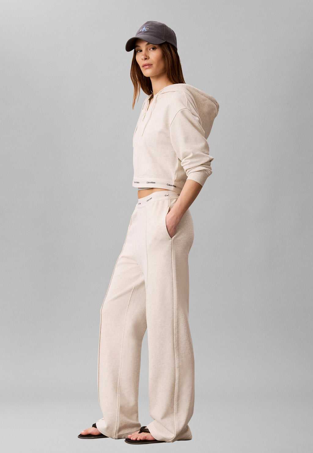 LOGO WAISTBAND TRACK PANT - Tracksuit bottoms - vanilla heather