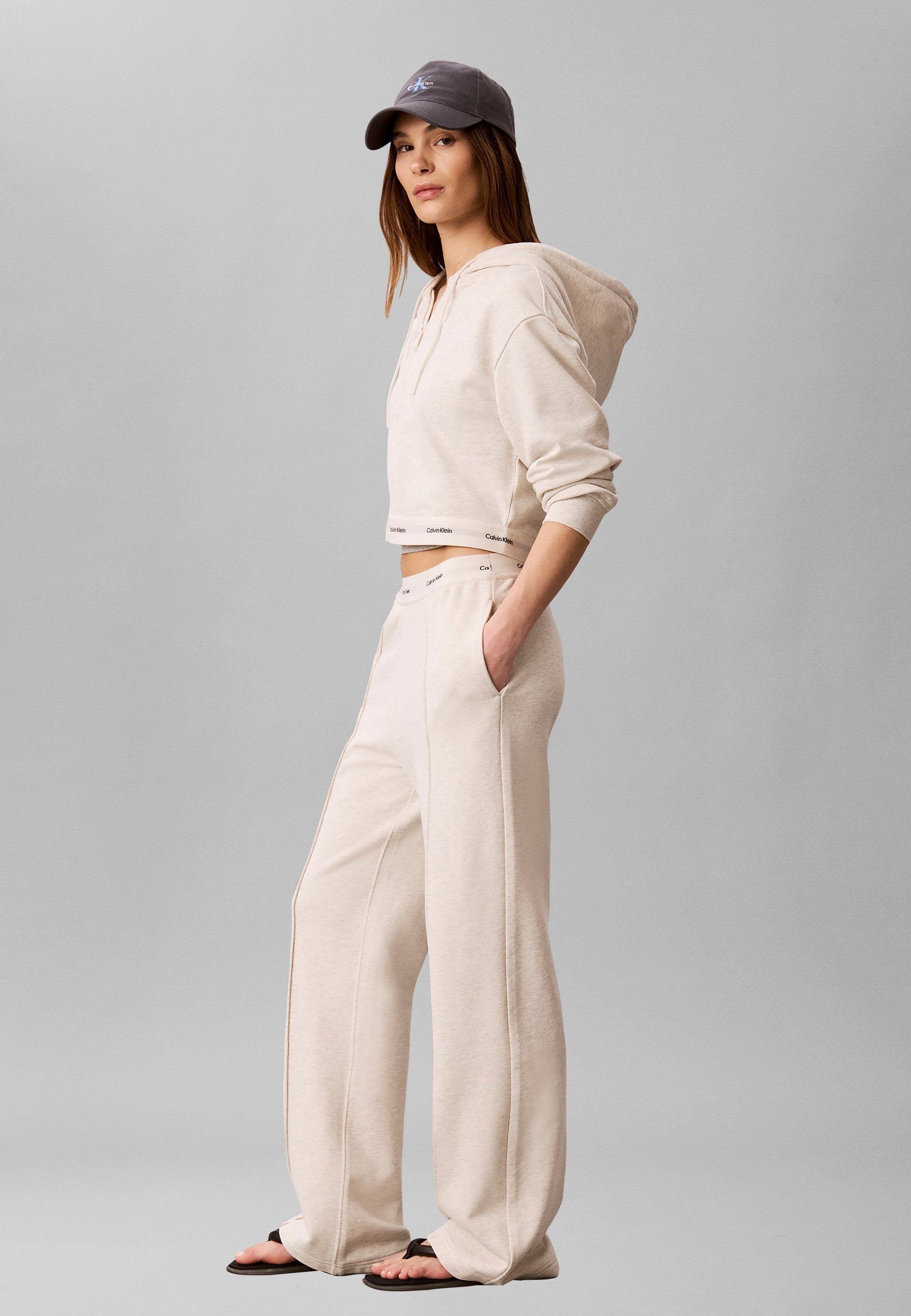 LOGO WAISTBAND TRACK PANT - Tracksuit bottoms - vanilla heather