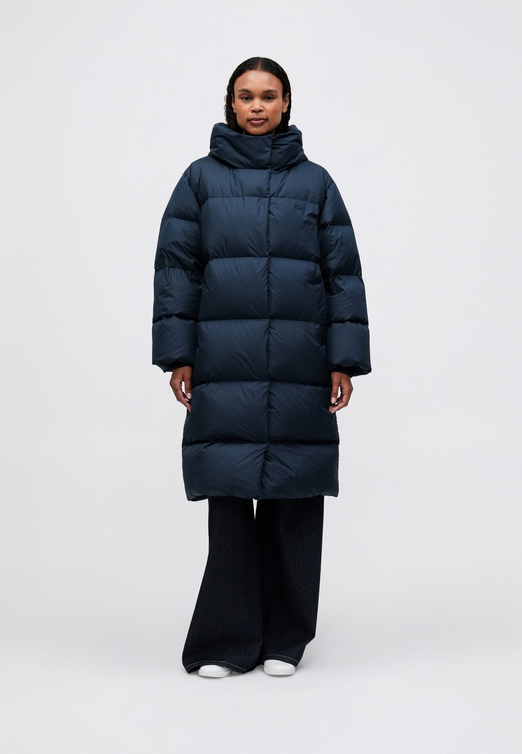 معطف داون WATER REPELLENT DOWN LONGLINE WRAP COAT - داكن ليلي بحري
