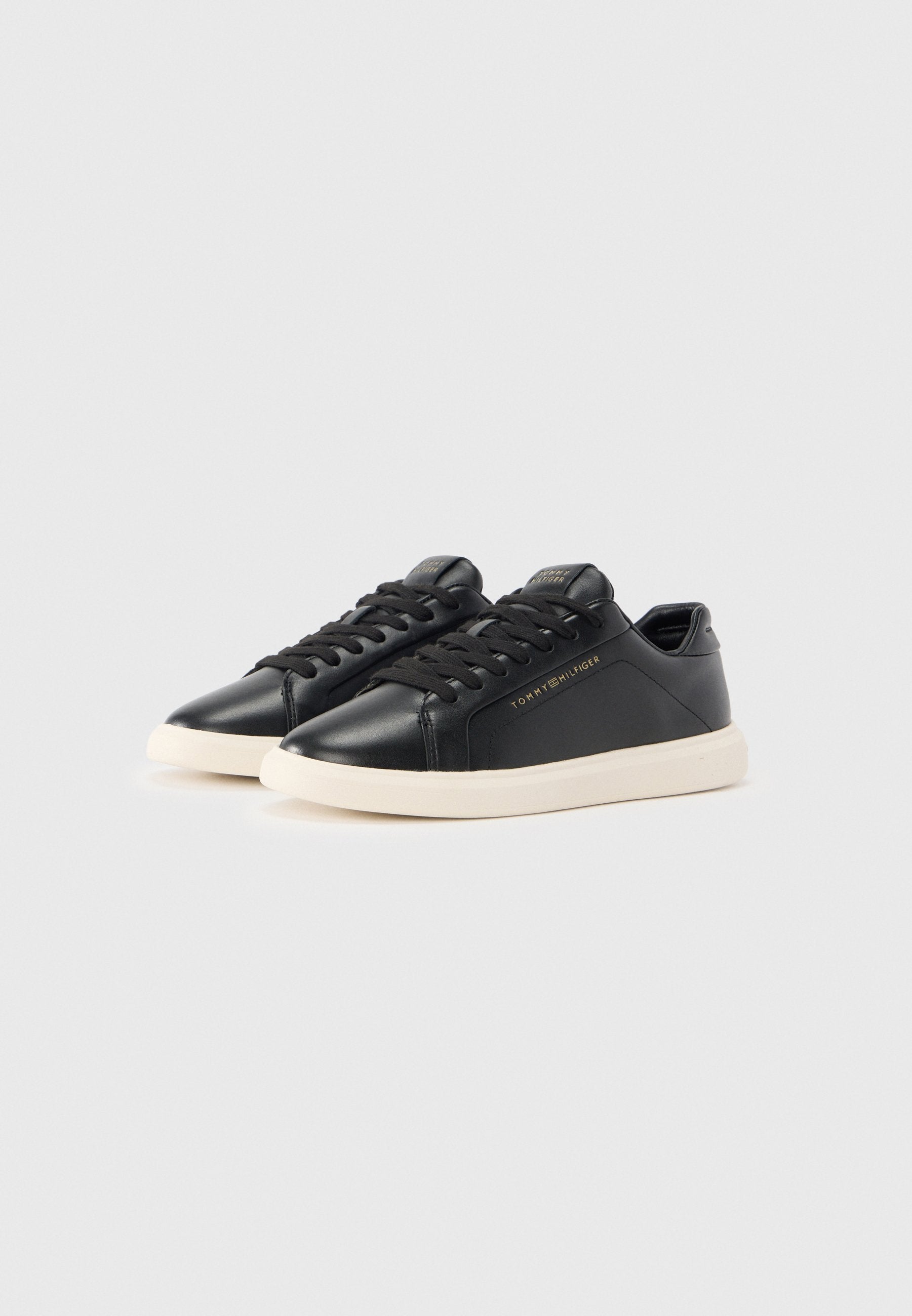LIGHTWEIGHT LEATHER CUPSOLE COURT TRAINERS - Trainers - black