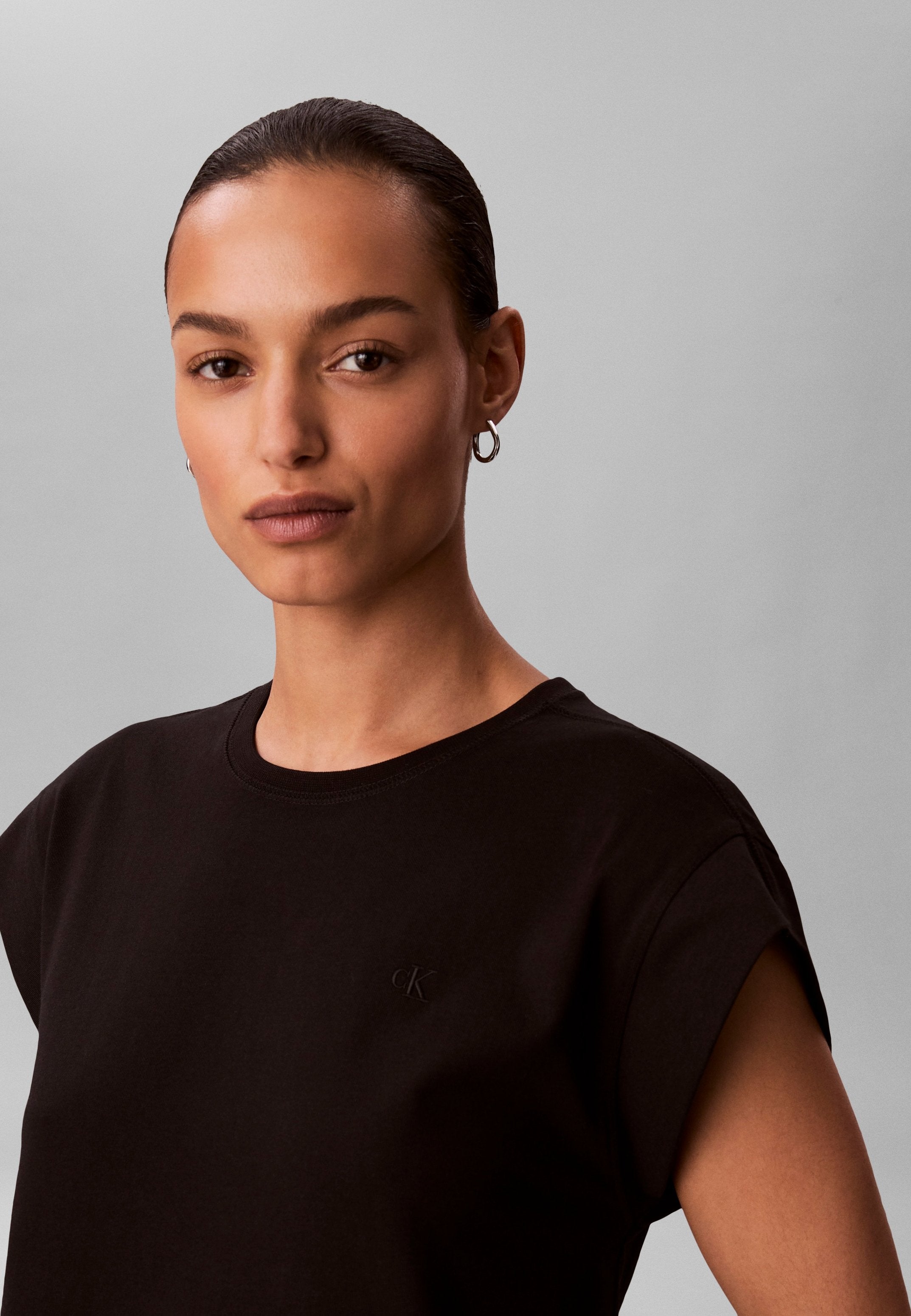 CREW JERSEY EASY MIDI - Jersey dress - black