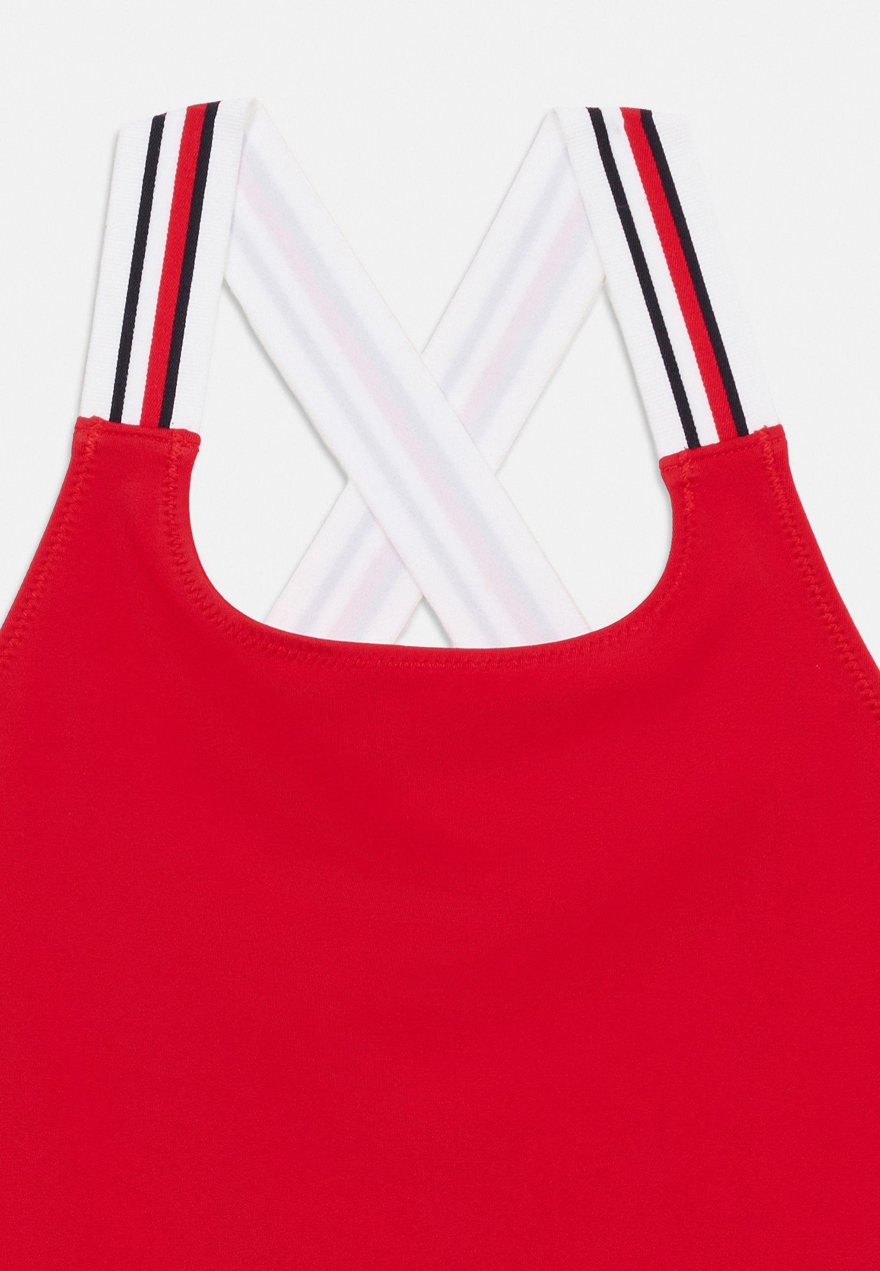 GLOBAL STRIPE SQUARE NECK CROSSOVER SWIMSUIT - Swimsuit - primary red