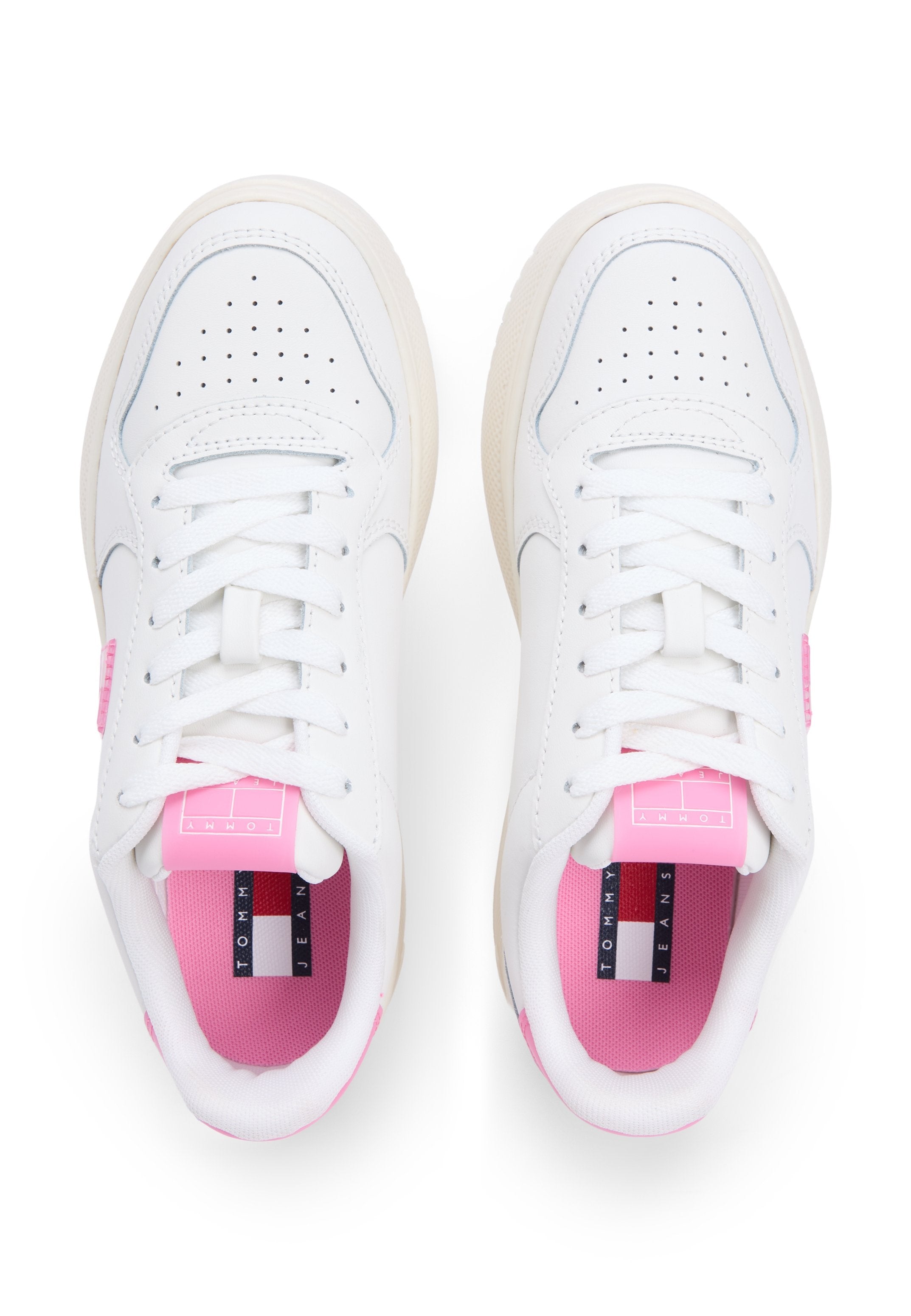 FINE CLEAT PLATFORM BASKETBALL TRAINERS WITH LEATHER - Trainers - ecru