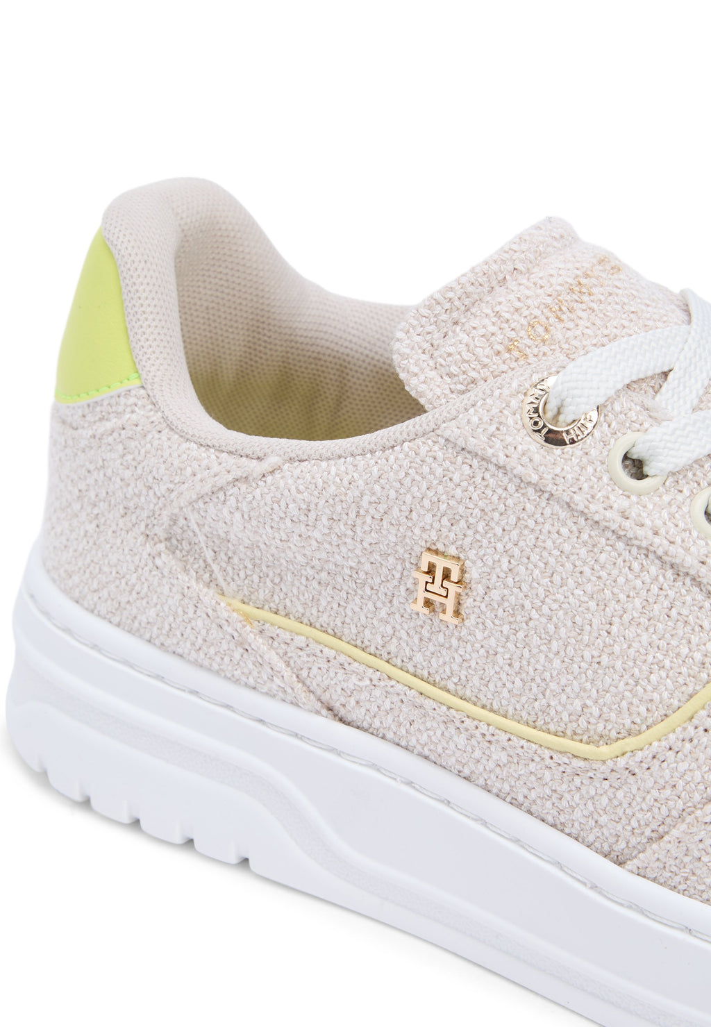 TH MONOGRAM TEXTILE COURT TRAINERS - Trainers - classic beige/lime zing