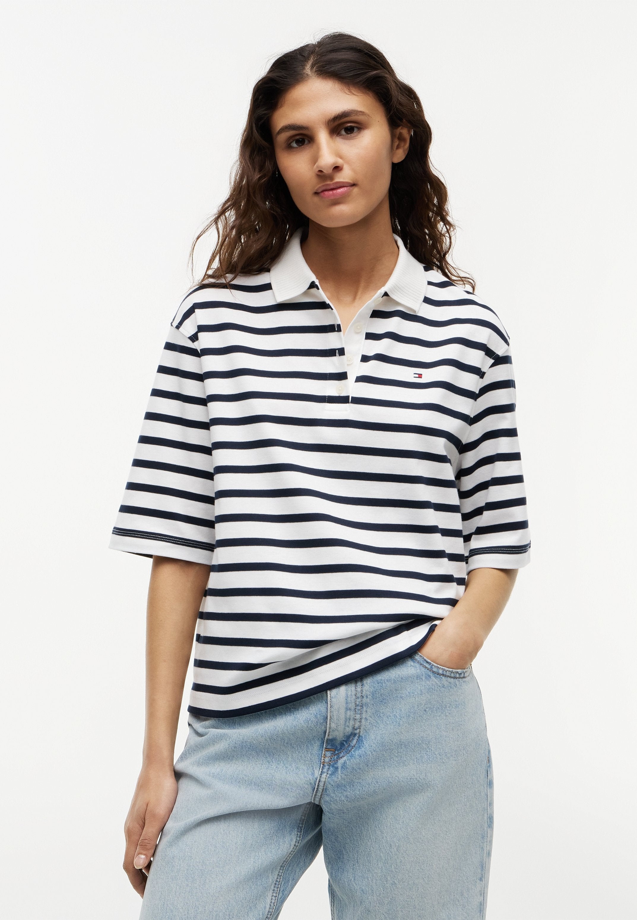 INTERLOCK - Print T-shirt - breton stripe ecru/dark night navy