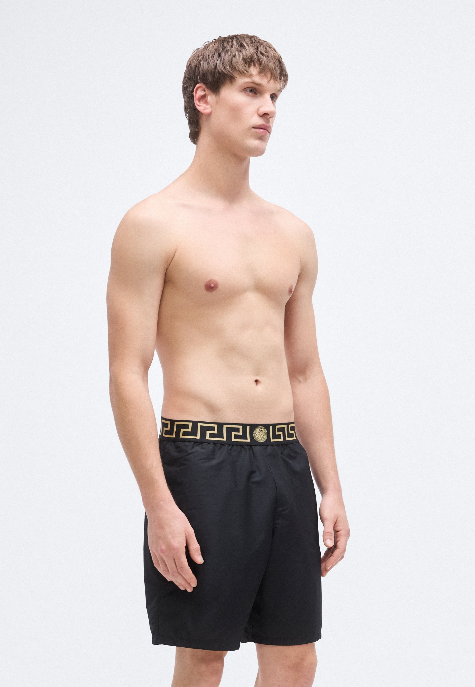 SWIM LONG NEW LOGO - Swimming shorts - black/gold-coloured