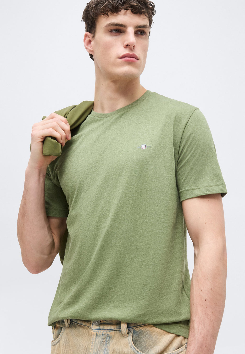 REG SHIELD SS T-SHIRT - Basic T-shirt - dark cactus melange