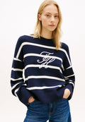FULL NEEDLE GRAFİK SWEATER - CO FULL NEEDLE - Jumper - dark night/ivory petal