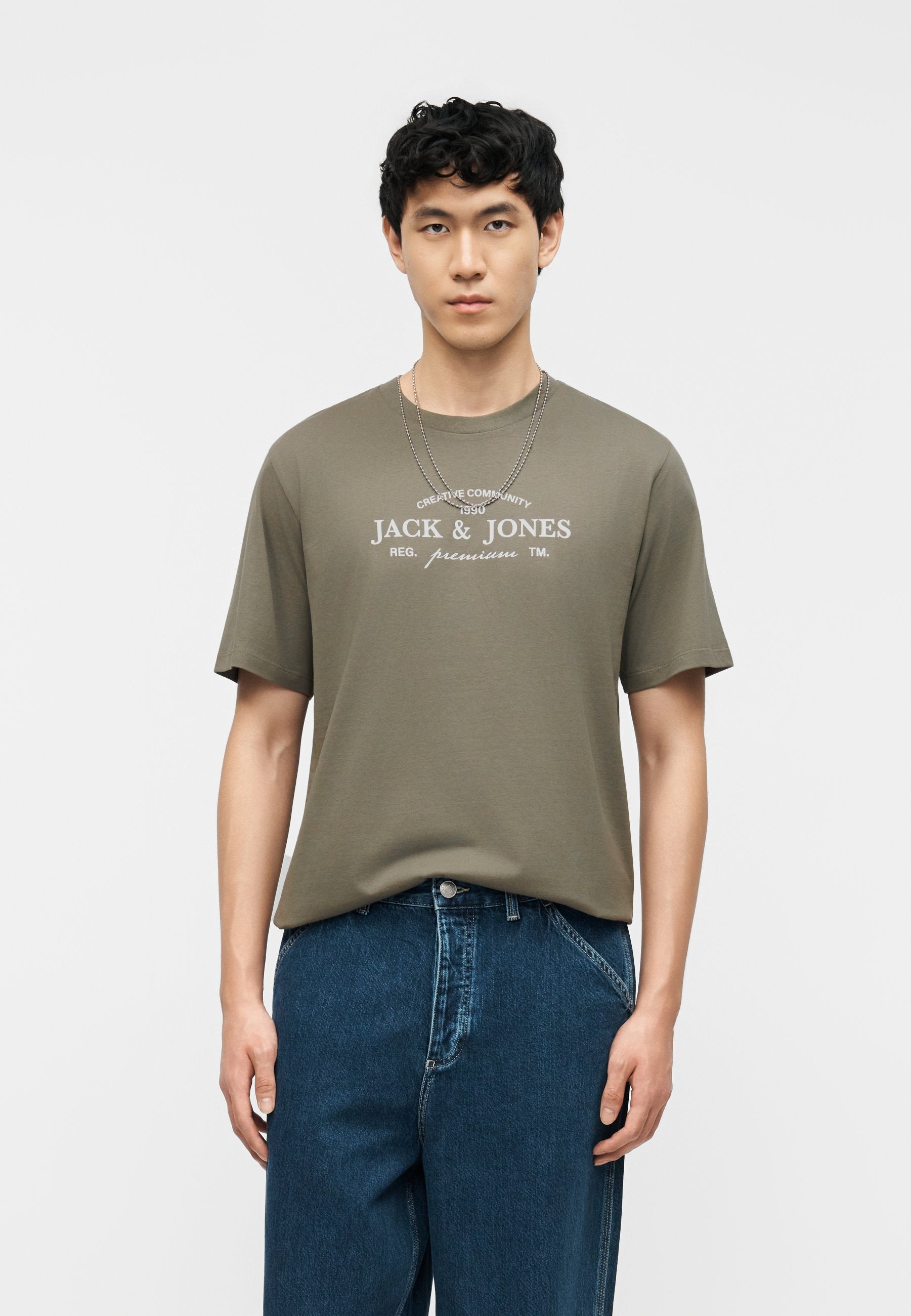 JPRBLAKEVIN TEE - Print T-shirt - smokey olive
