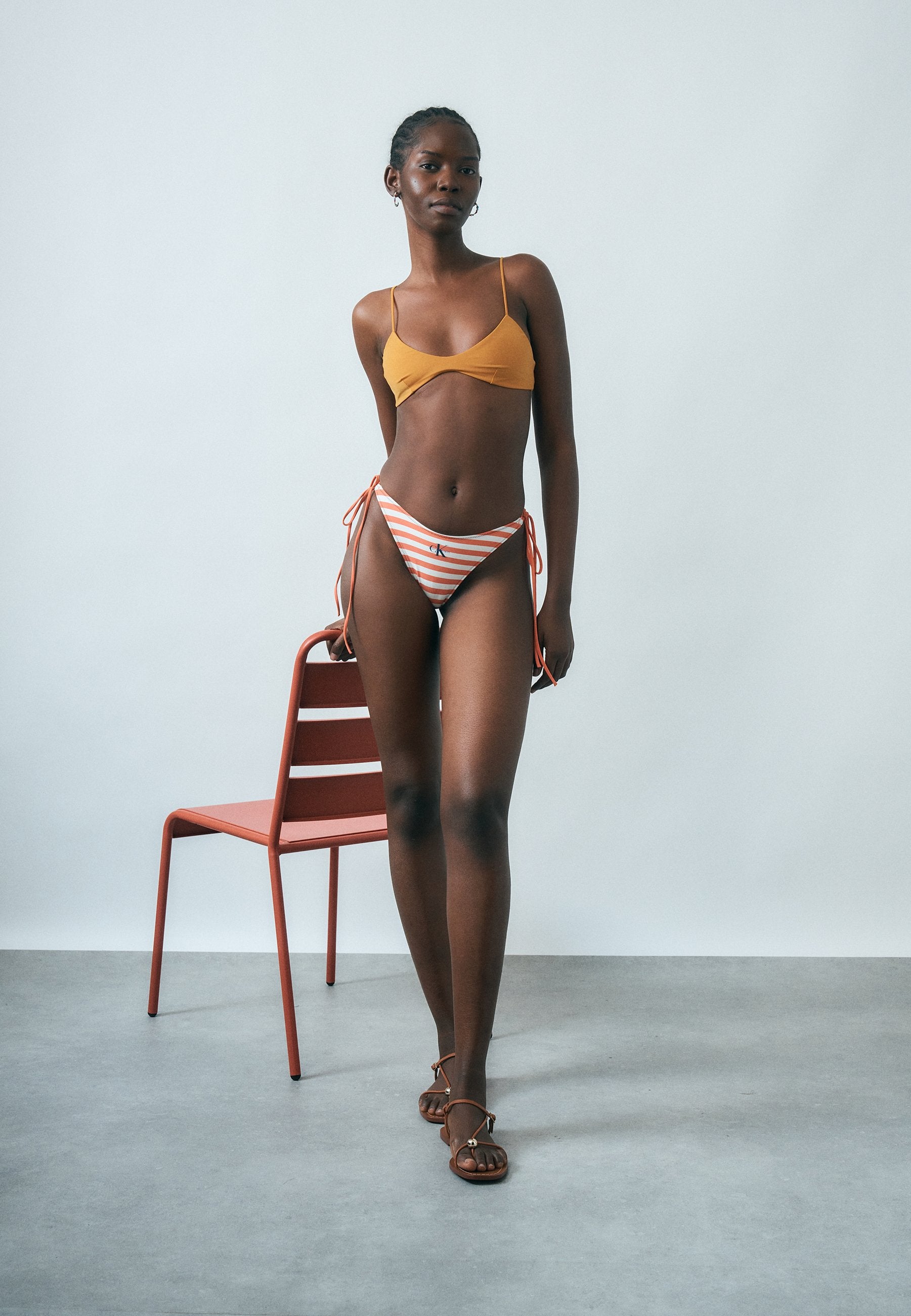 SIDE TIE BOTTOM GRAPHIC MONOGRAM - Bikini bottoms - orange