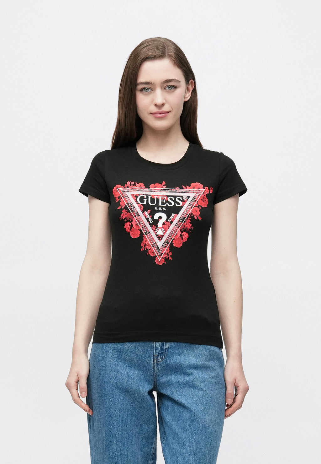 FLOWERS TRIANGLE TEE - Print T-shirt - jet black