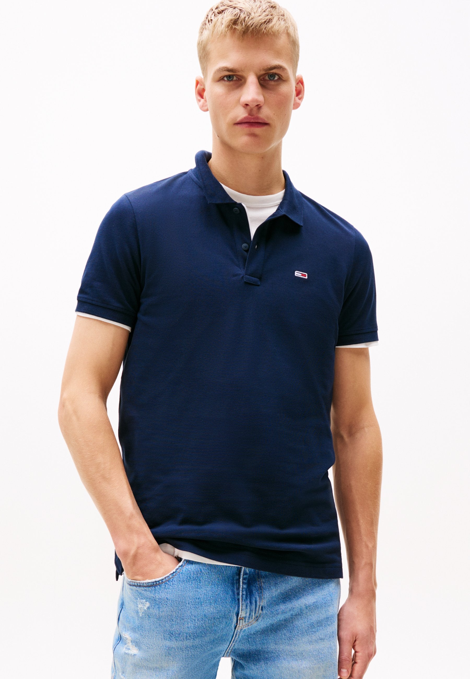 TOMMY FLAG SLIM FIT PIQUE POLO SHIRT - Polo shirt - dark night navy