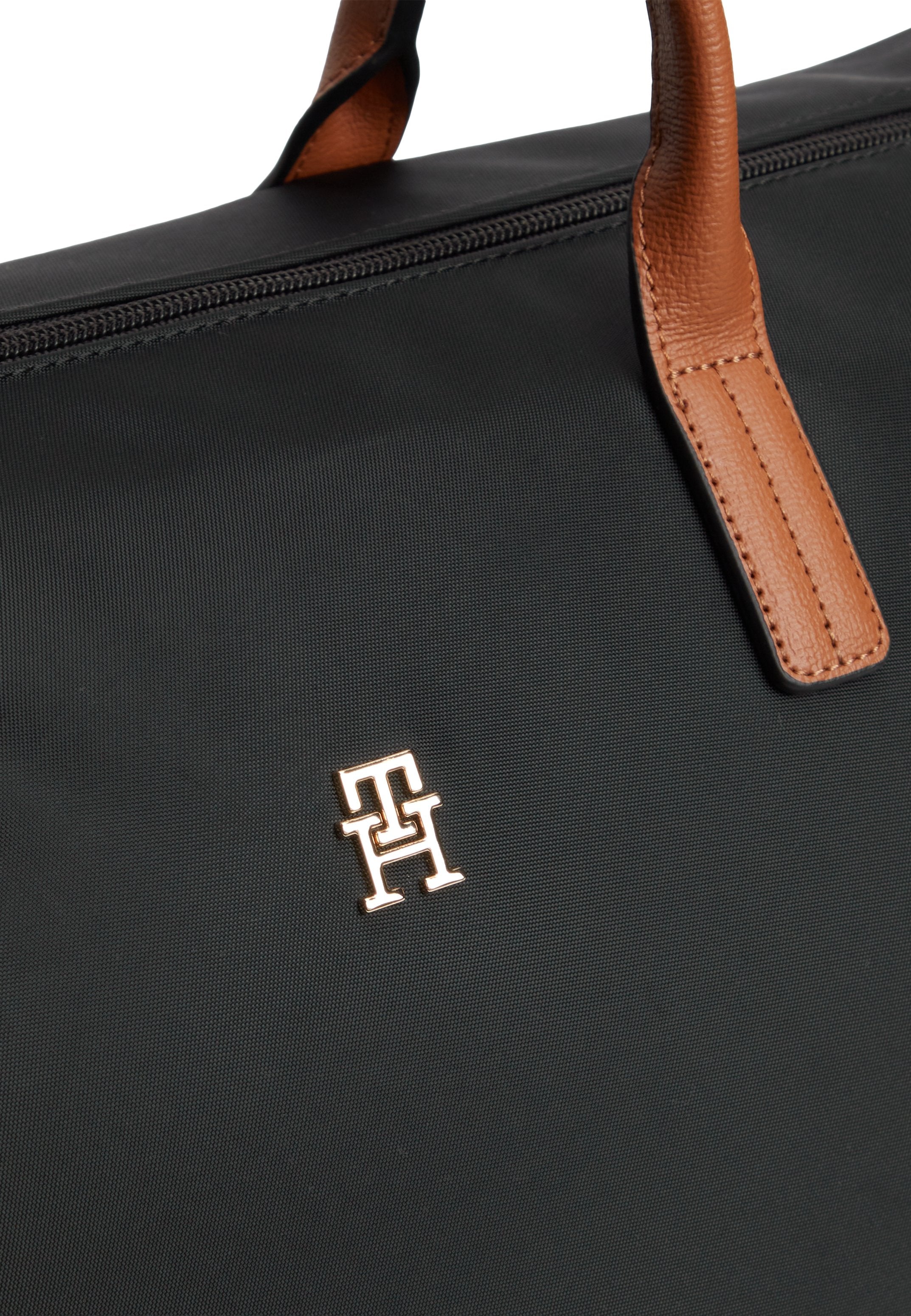 TH MONOGRAM WEEKENDER BAG WITH LEATHER - Weekend bag - black