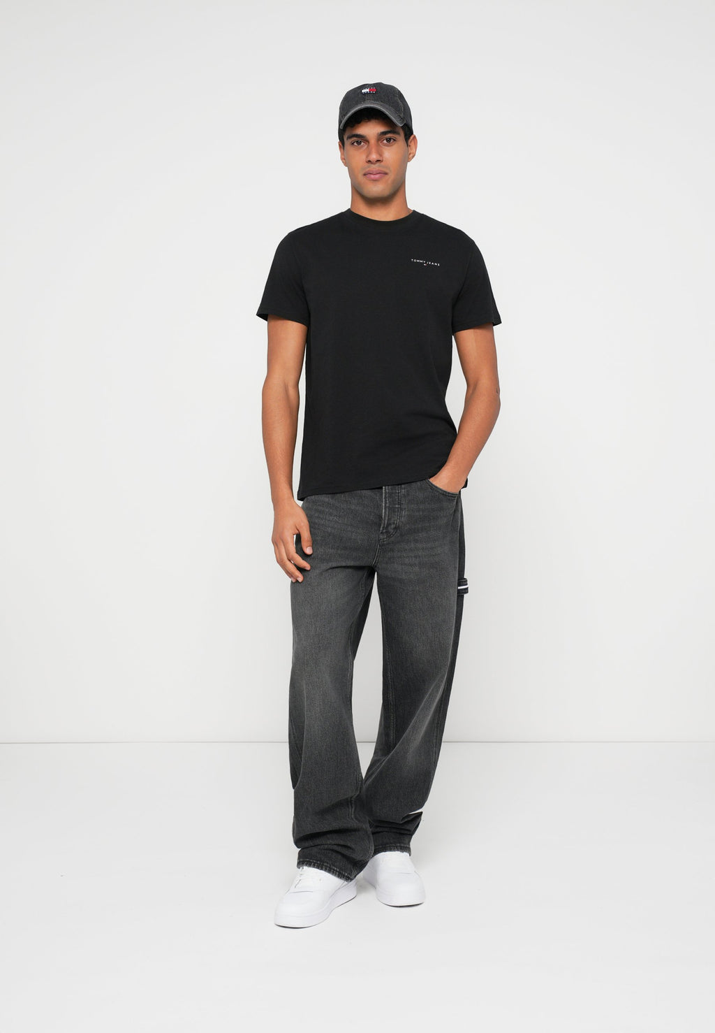 LOT DE 2 T-SHIRTS EN JERSEY SLIM AVEC LOGO LINÉAIRE - T-shirt basique - écru/noir