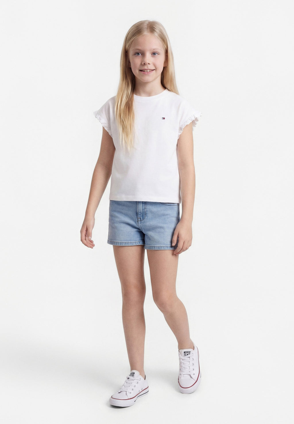 ESSENTIAL RUFFLE CUFF RELAXED TOP - Basic T-shirt - white
