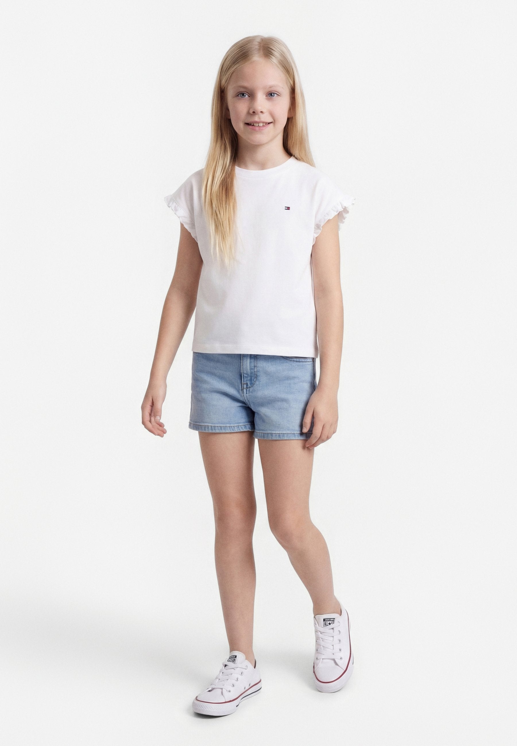 ESSENTIAL RUFFLE CUFF RELAXED TOP - Basic T-shirt - white