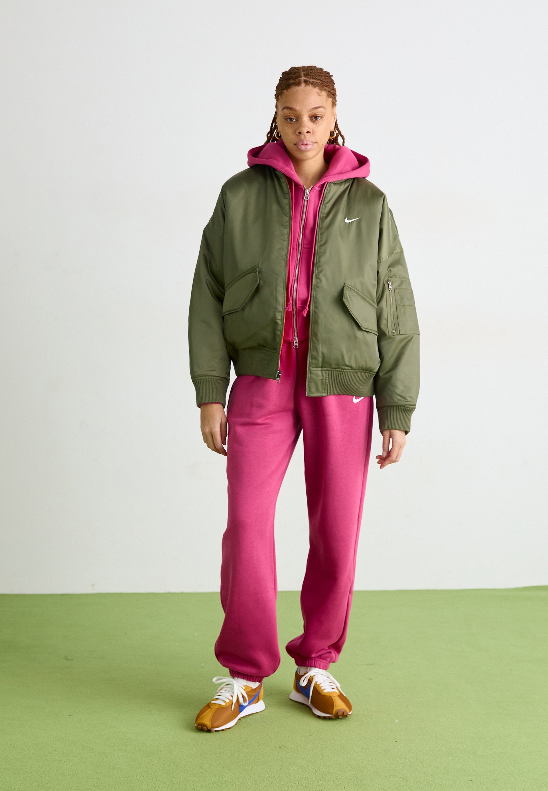 Bomber Jacket - medium olive/safety orange/sail