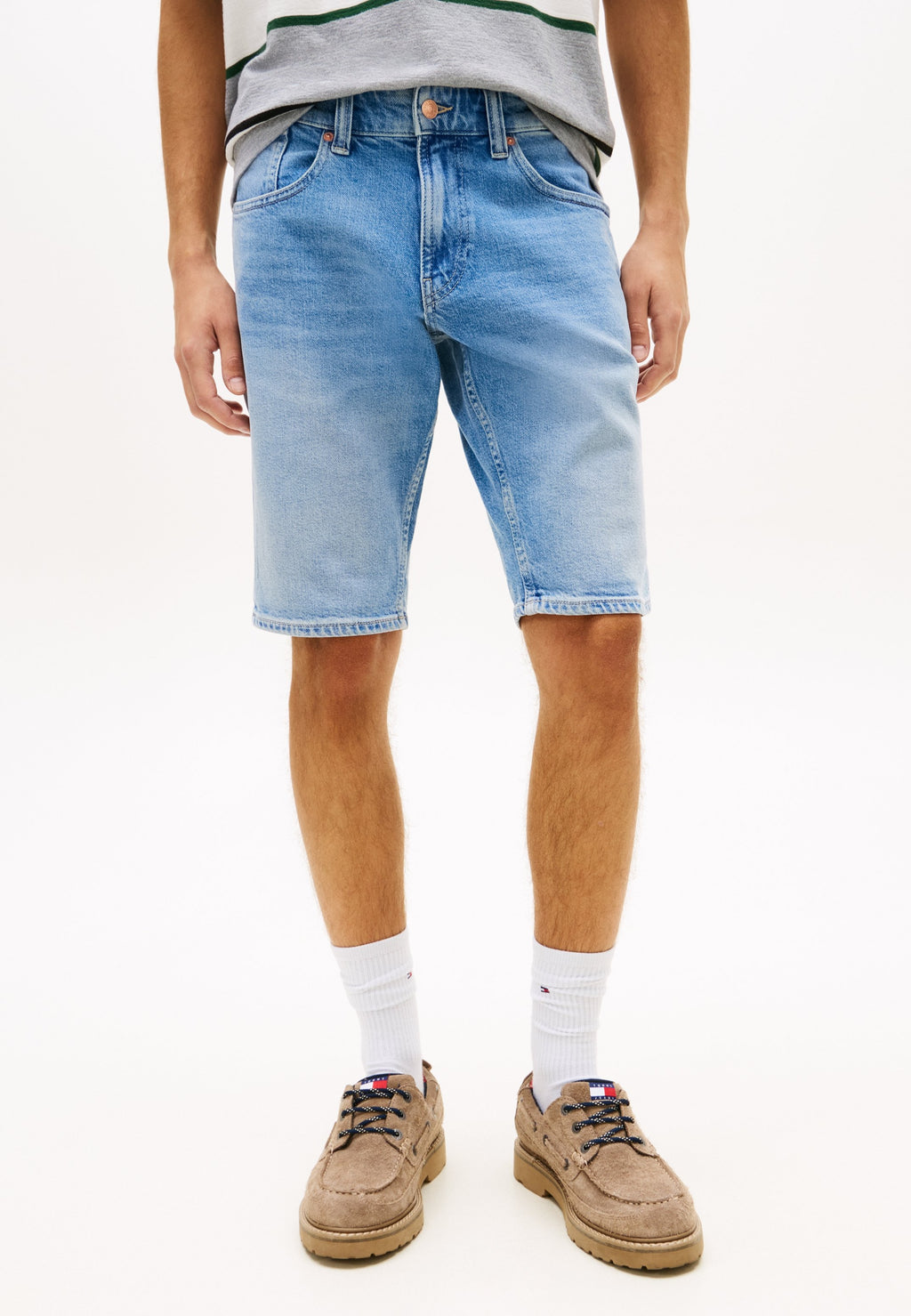 RONNIE WHISKERED SLIM DENIM SHORTS - Denim shorts - denim medium