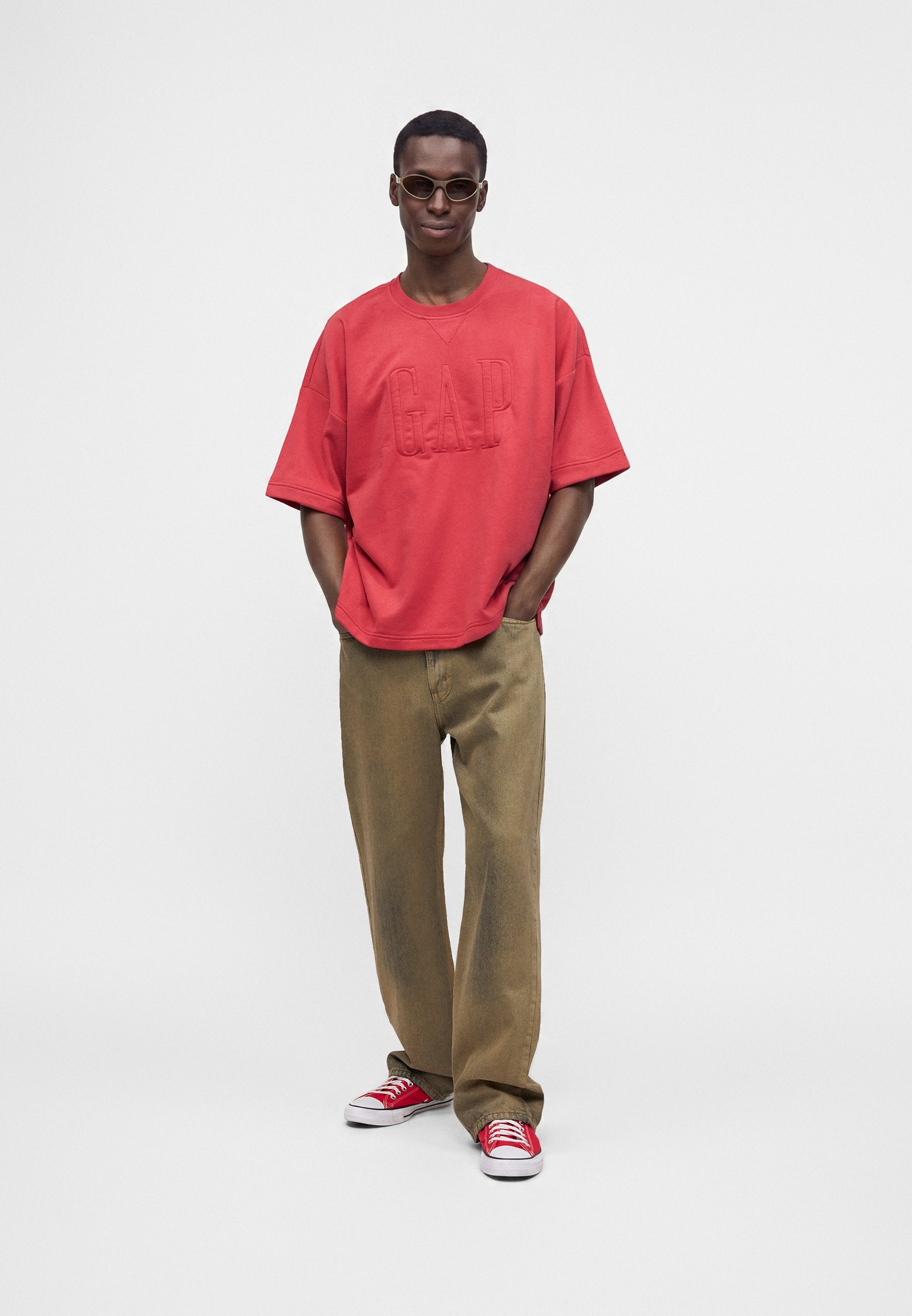 LOGO CROP CREW - Print T-shirt - faded red