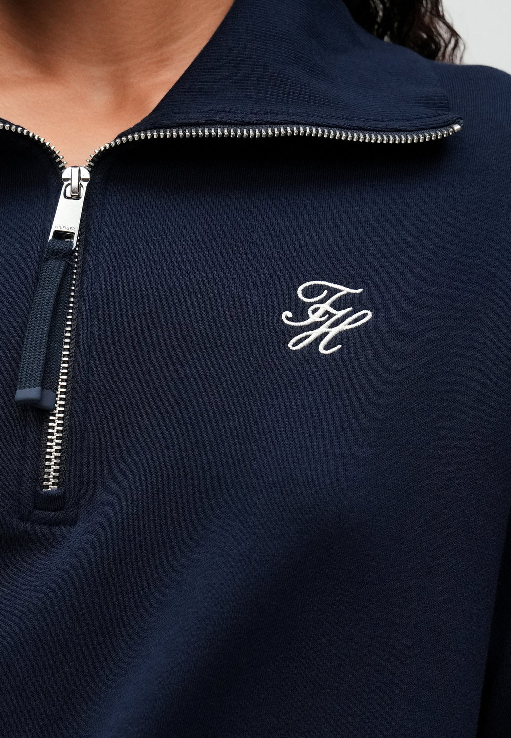 PULL ZIPPÉ COL MONTANT EN MOLLETON BRODÉ LOGO - Sweat-shirt - marine nuit