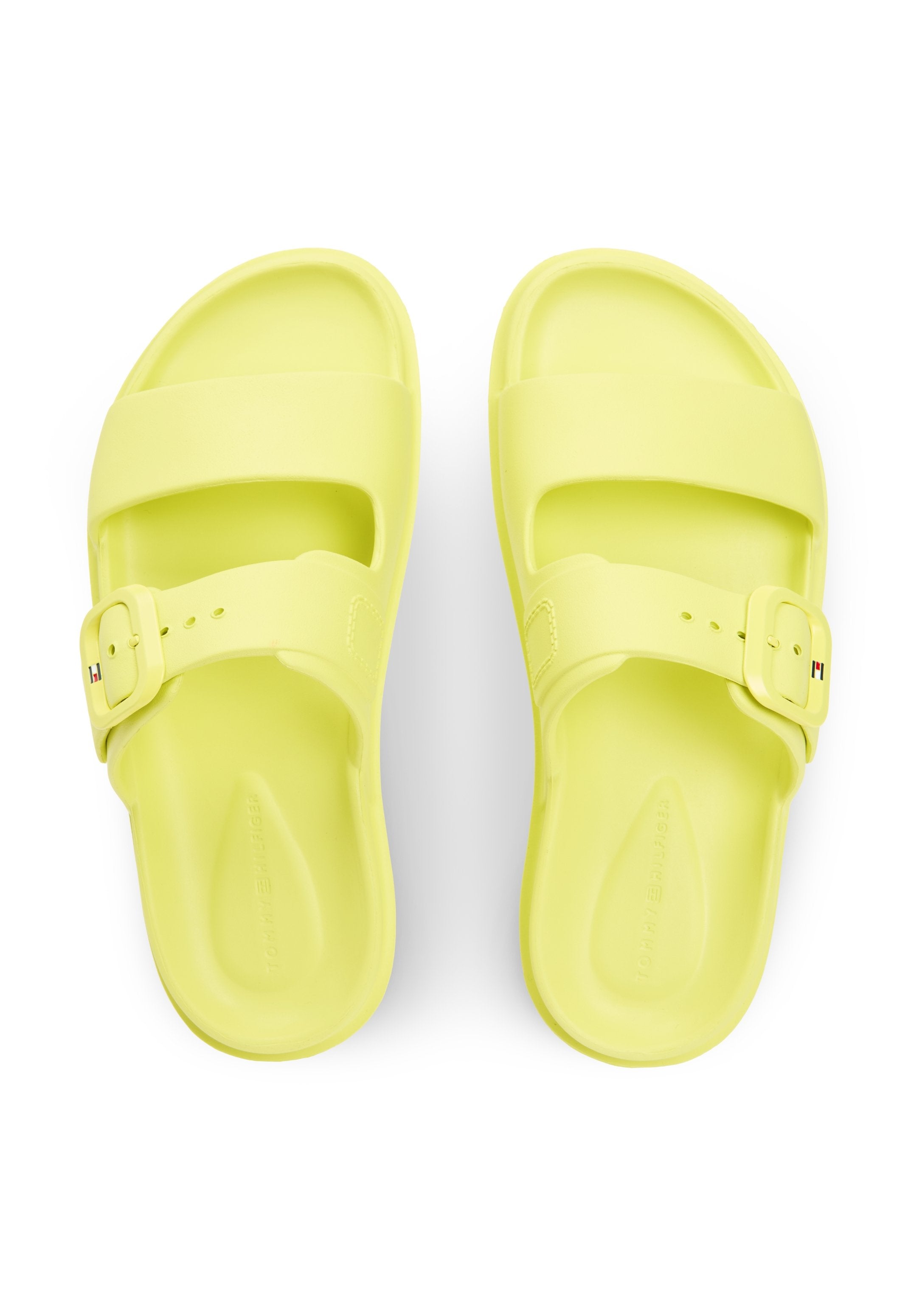 DOUBLE STRAP ENAMEL FLAG LIGHTWEIGHT SANDALS - Sandals - lime zing