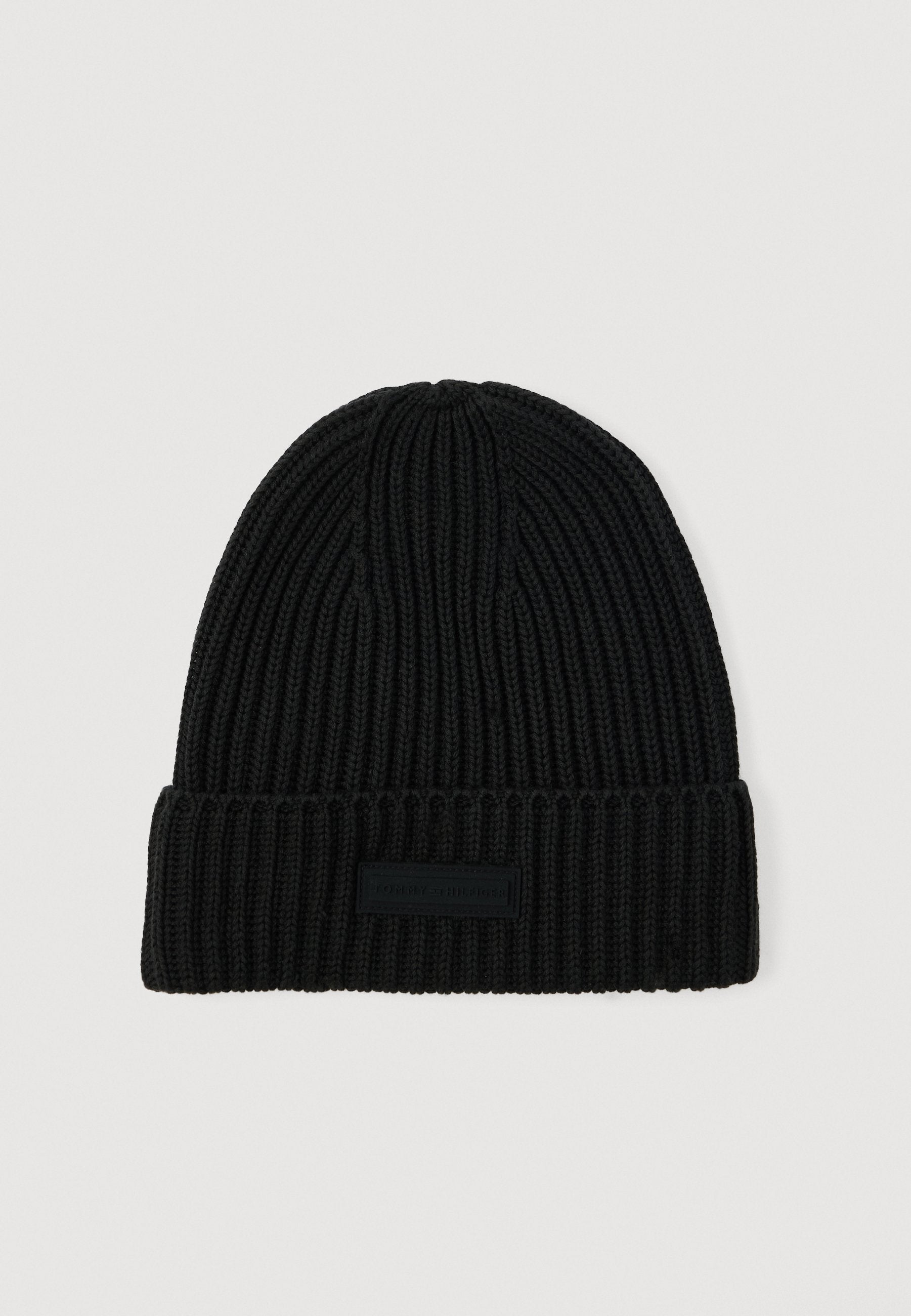 RUBBERISED LOGO KNIT BEANIE WITH WOOL - Beanie - black