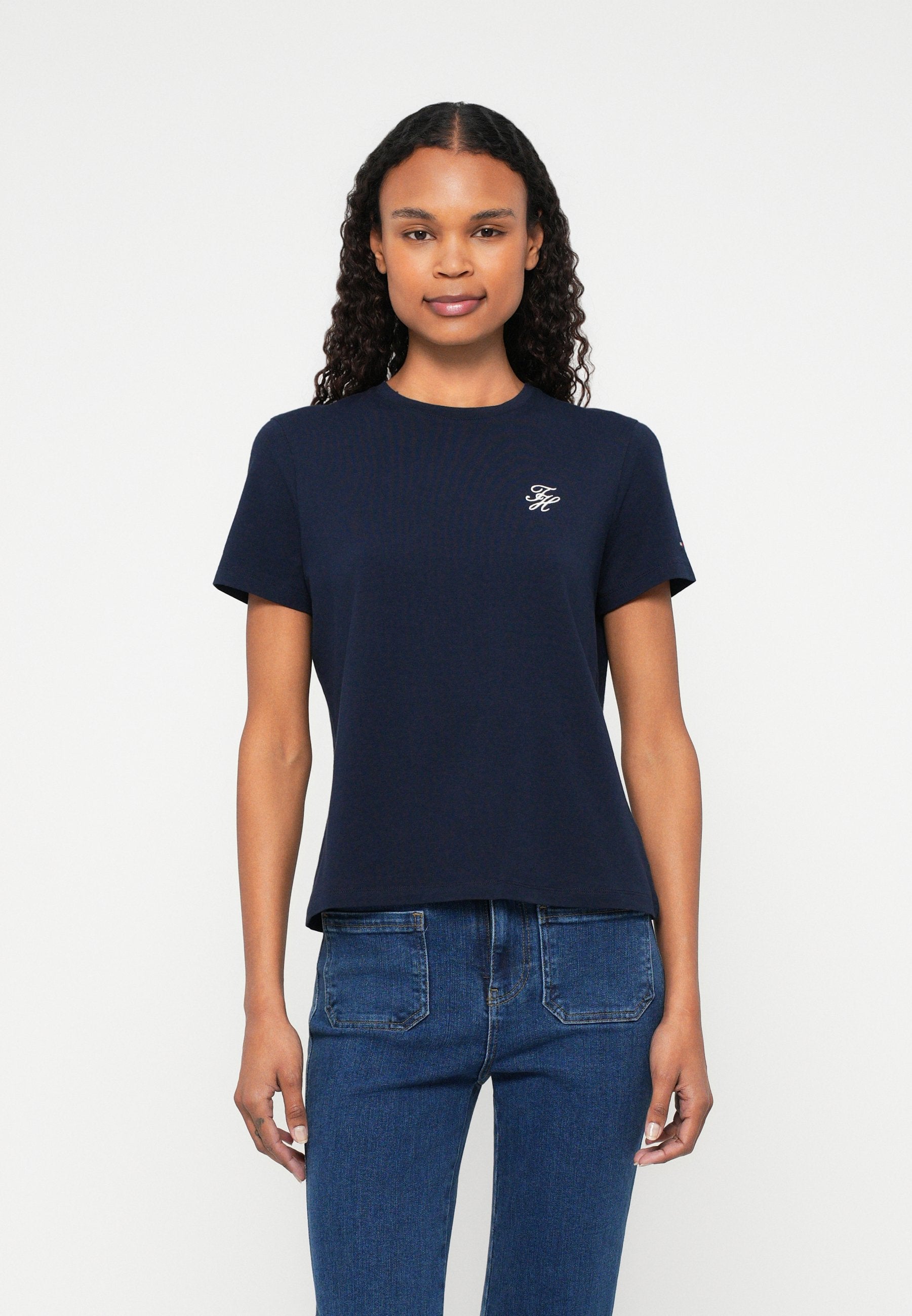 LOGO EMBROIDERY JERSEY CREW NECK T-SHIRT - Basic T-shirt - dark night navy