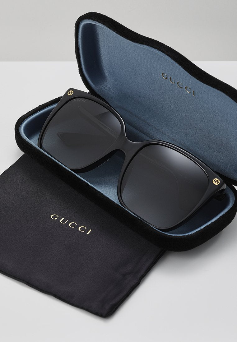 GG CAT-EYE ROUND ACETATE SUNGLASSES - Sunglasses - black/grey