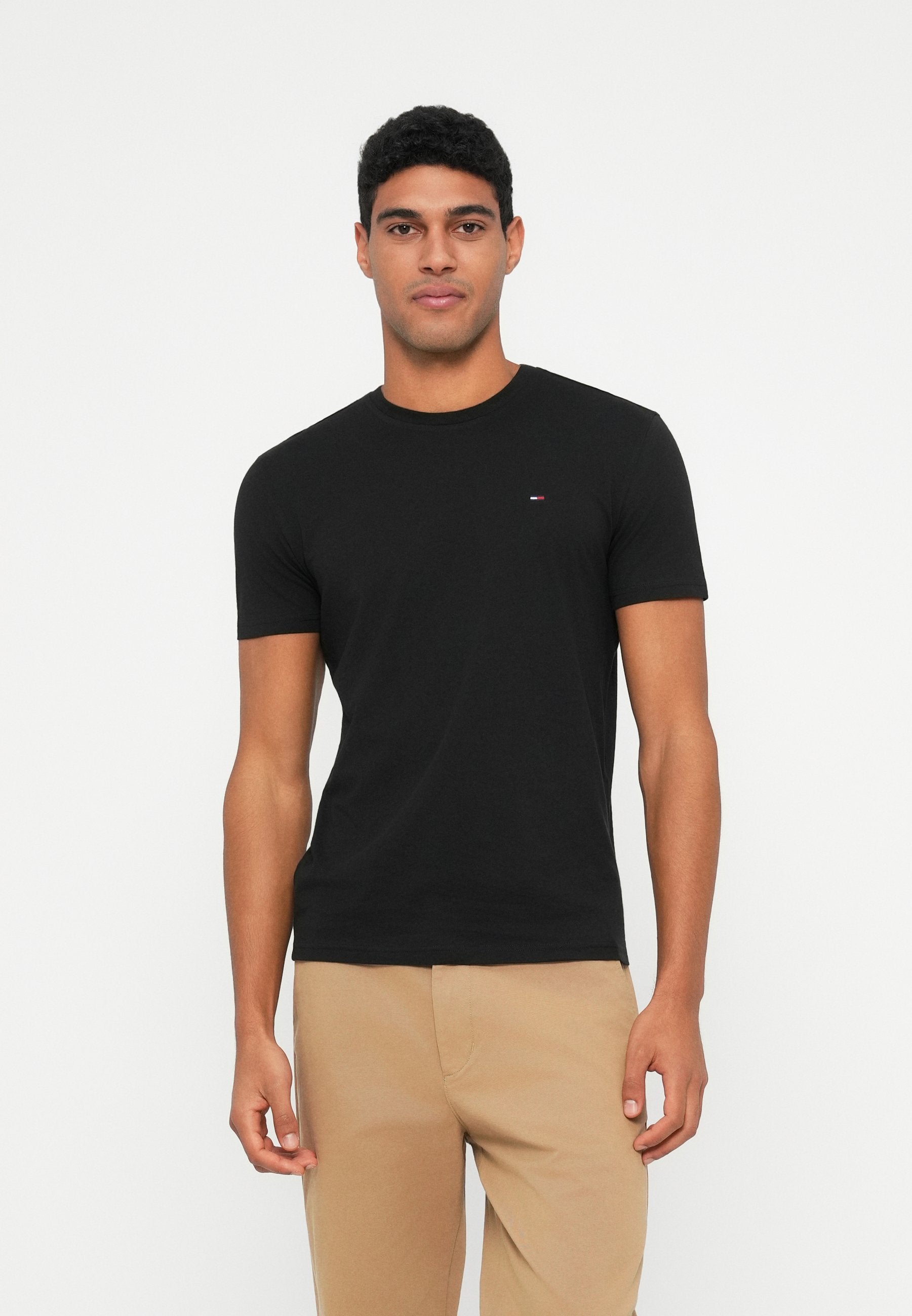 TEE AJUSTÉ - T-shirt basique - noir/vert forêt/écru