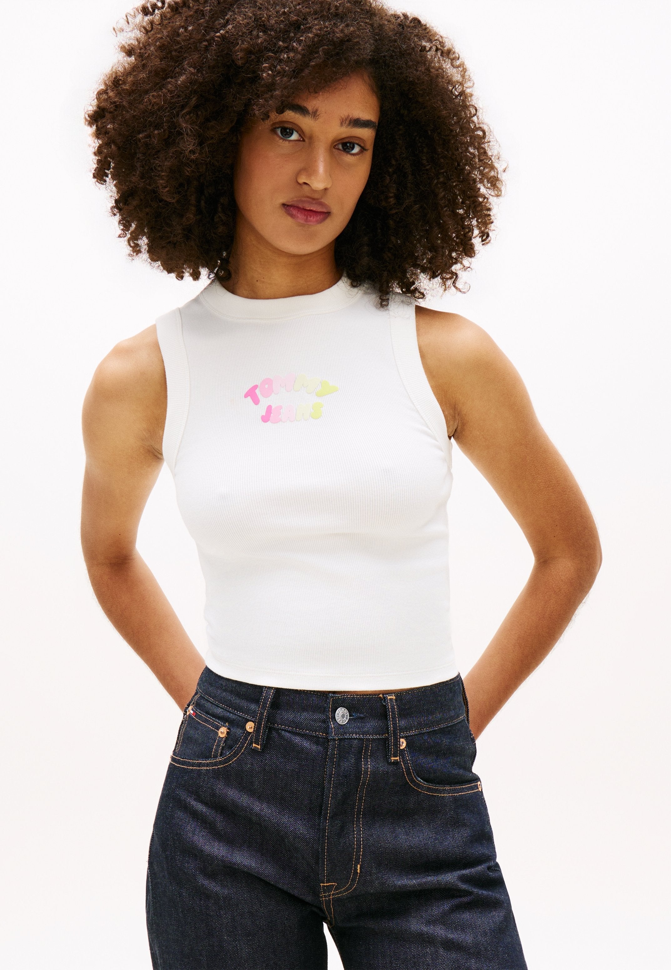 BUBBLE LOGO SLIM TANK TOP - Top - ecru