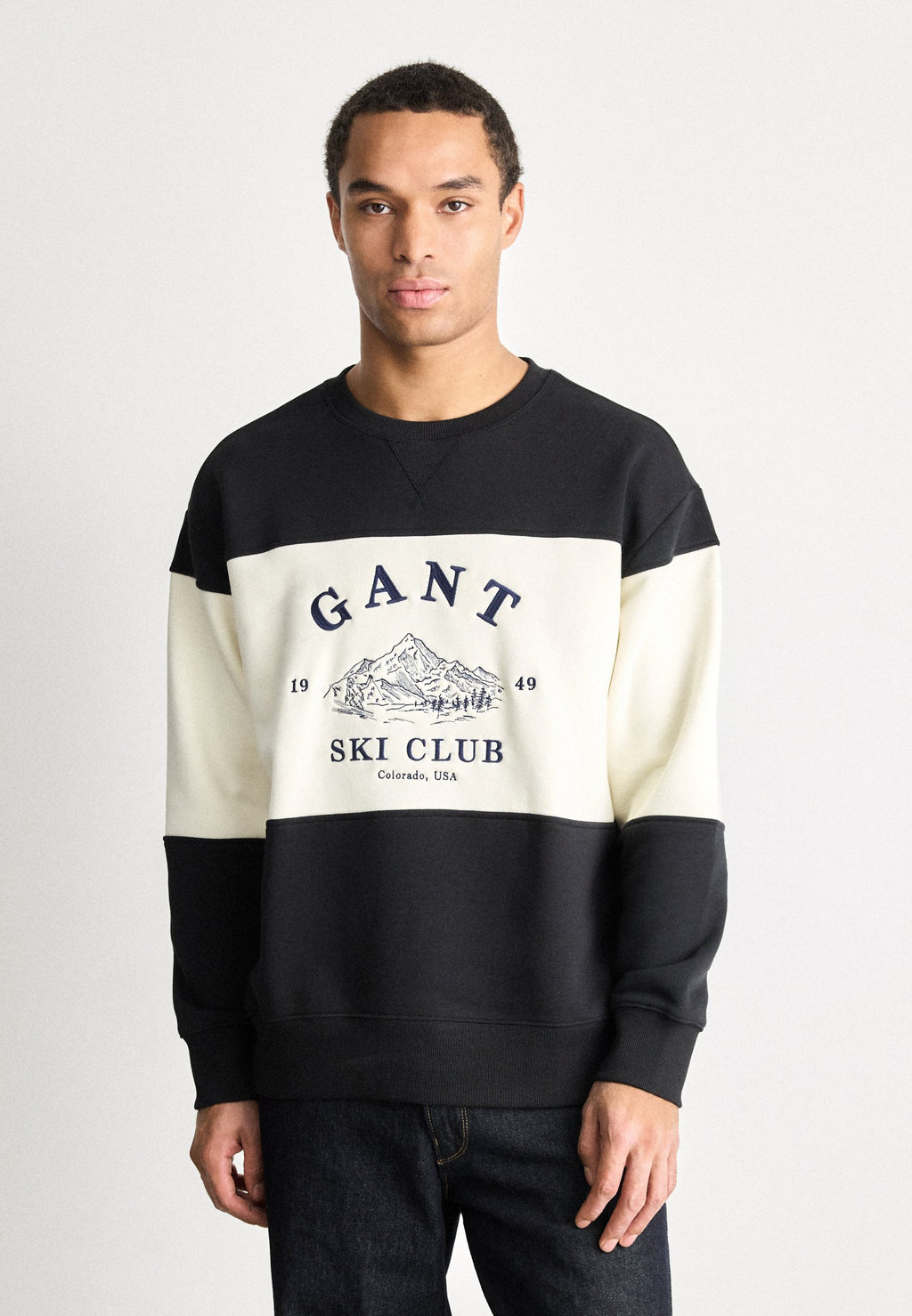 BLOCKED EMBROIDERED - Sweatshirt - black/off-white
