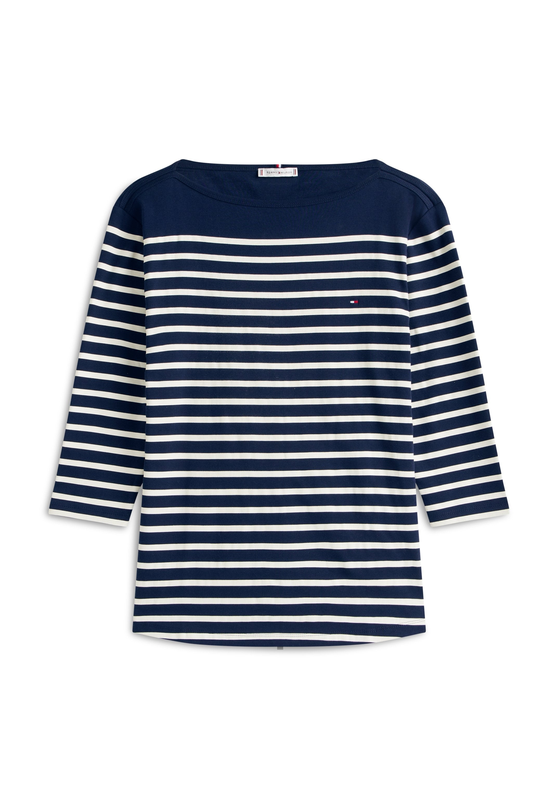 CURVE BOAT NECK THREE-QUARTER SLEEVE T-SHIRT - Long sleeved top - dark night navy/ecru