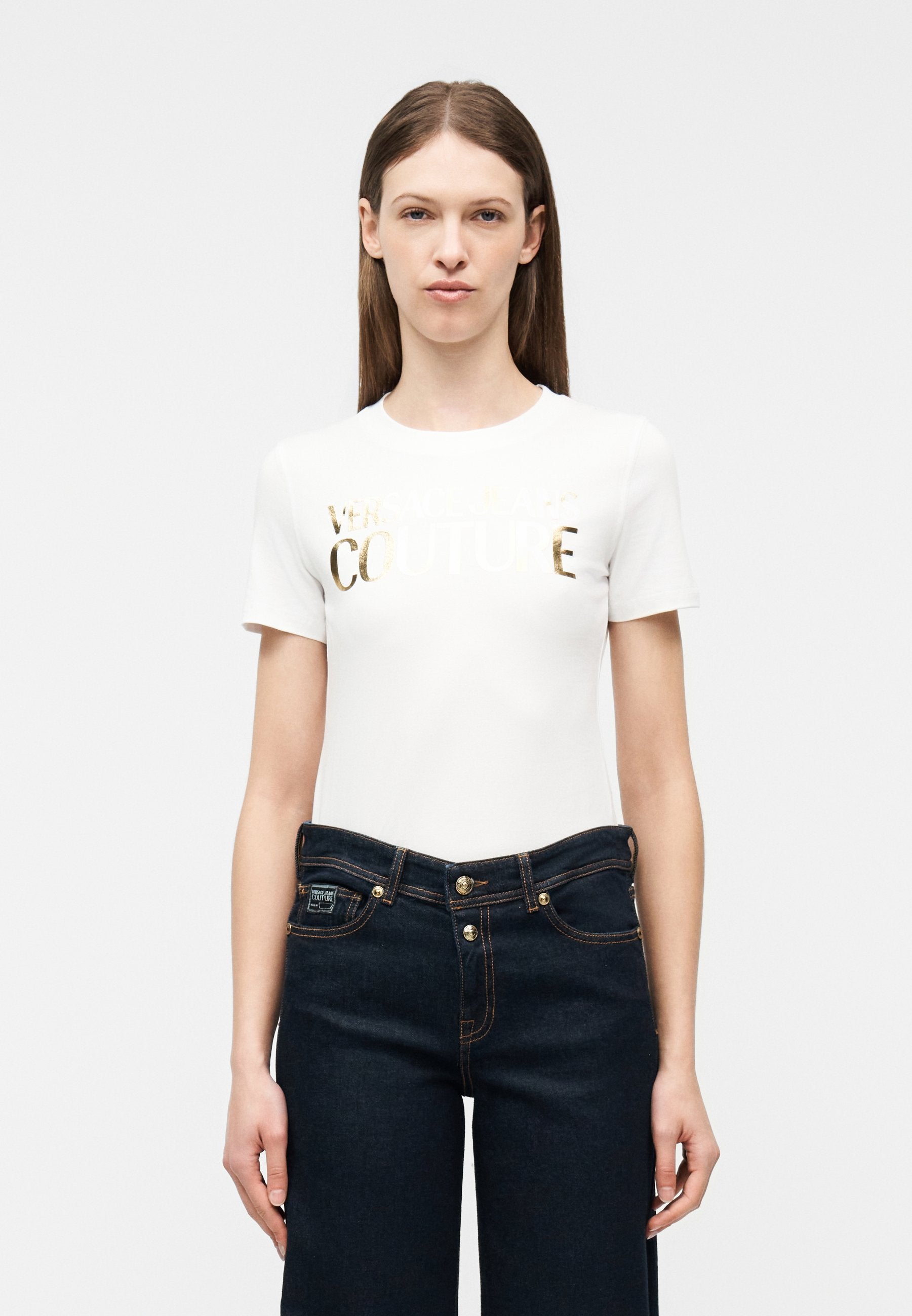 Print T-shirt - white/gold-coloured
