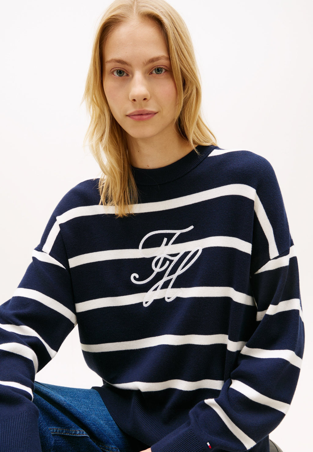 FULL NEEDLE GRAFİK SWEATER - CO FULL NEEDLE - Jumper - dark night/ivory petal