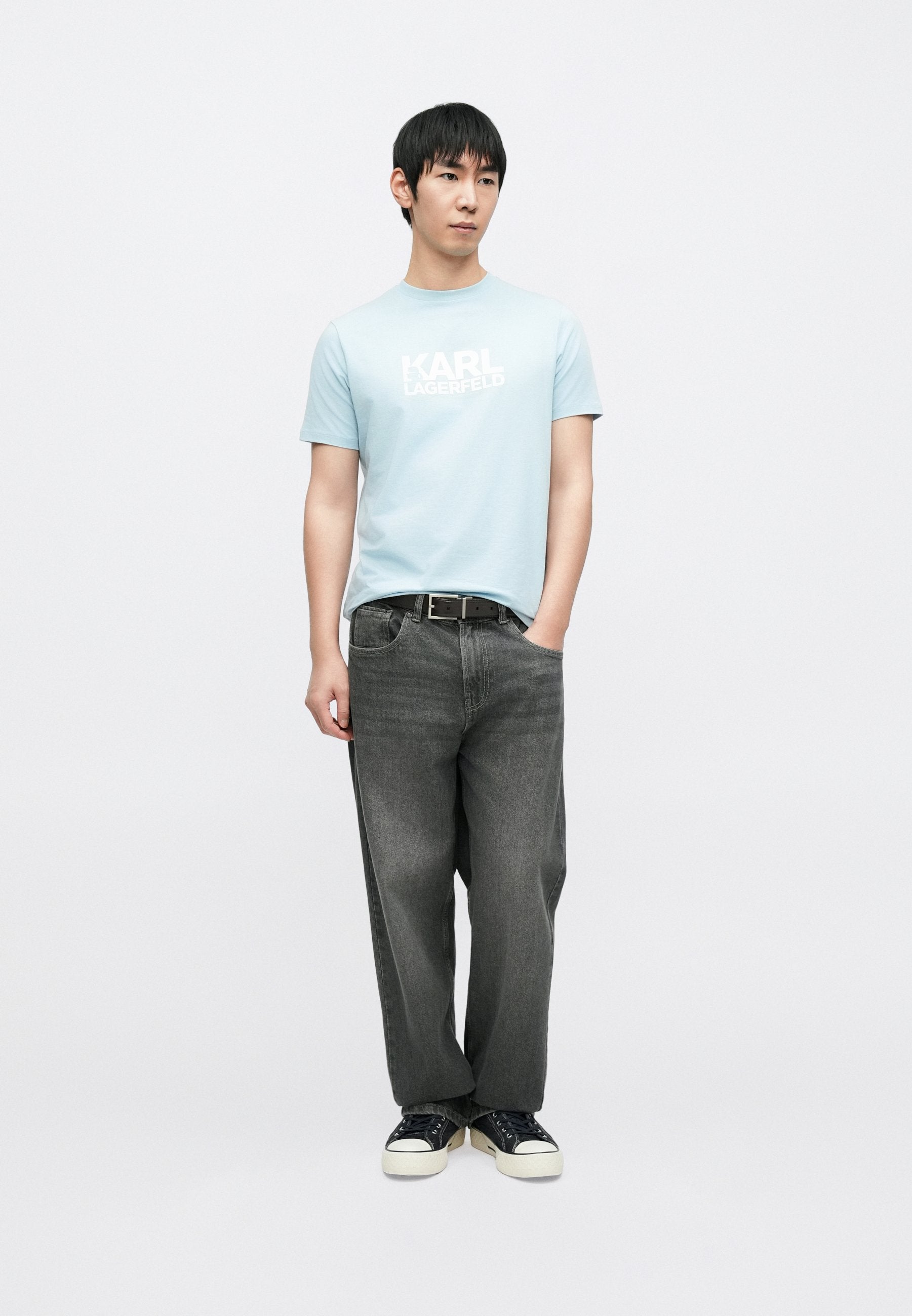 CREW NECK - Print T-shirt - ice blue