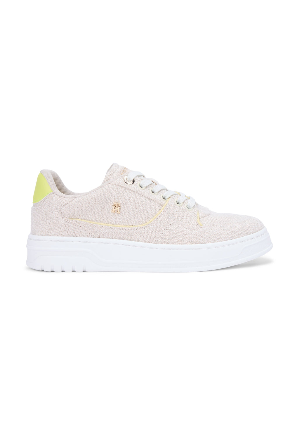 TH MONOGRAM TEXTILE COURT TRAINERS - Trainers - classic beige/lime zing