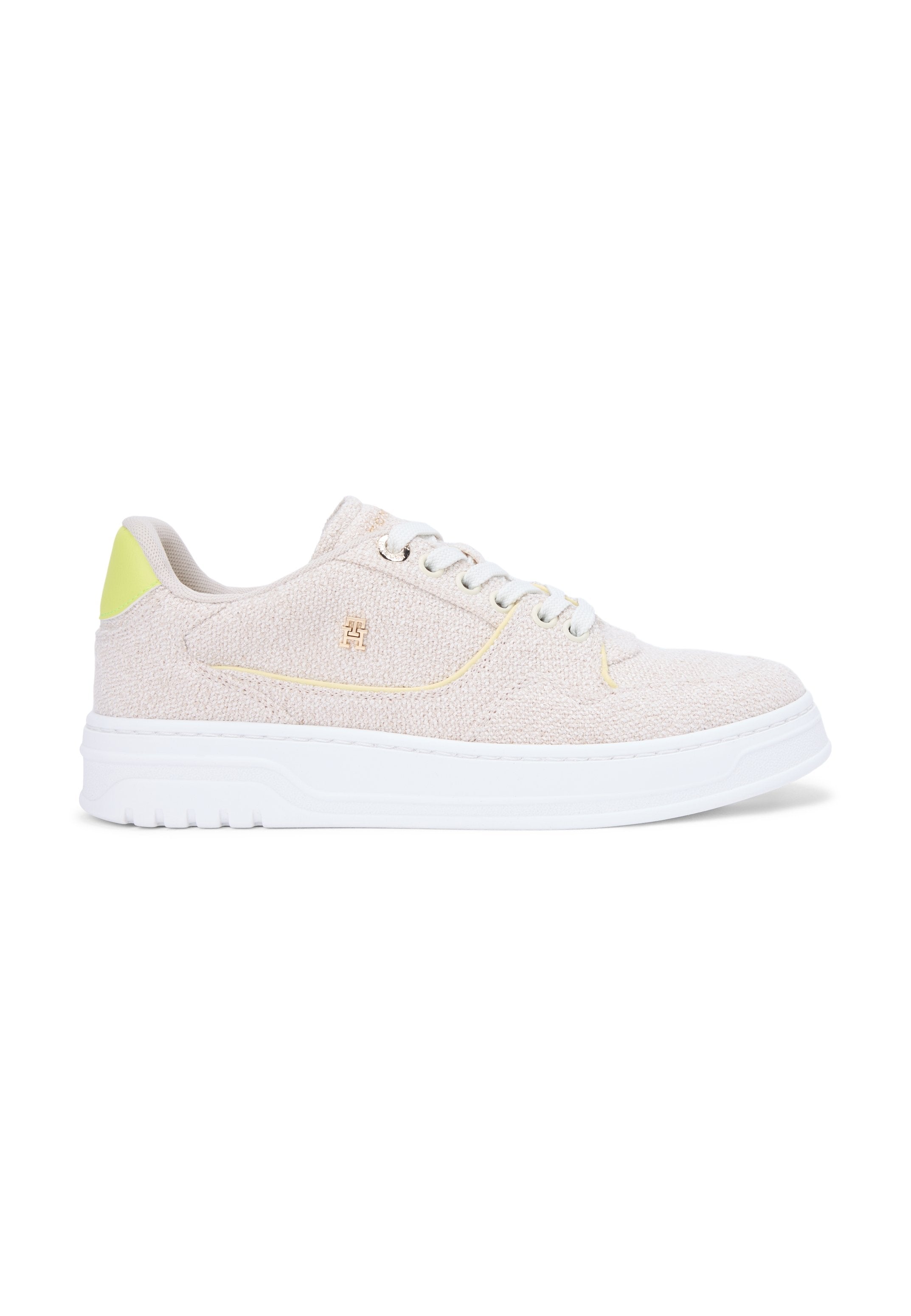 TH MONOGRAM TEXTILE COURT TRAINERS - Trainers - classic beige/lime zing