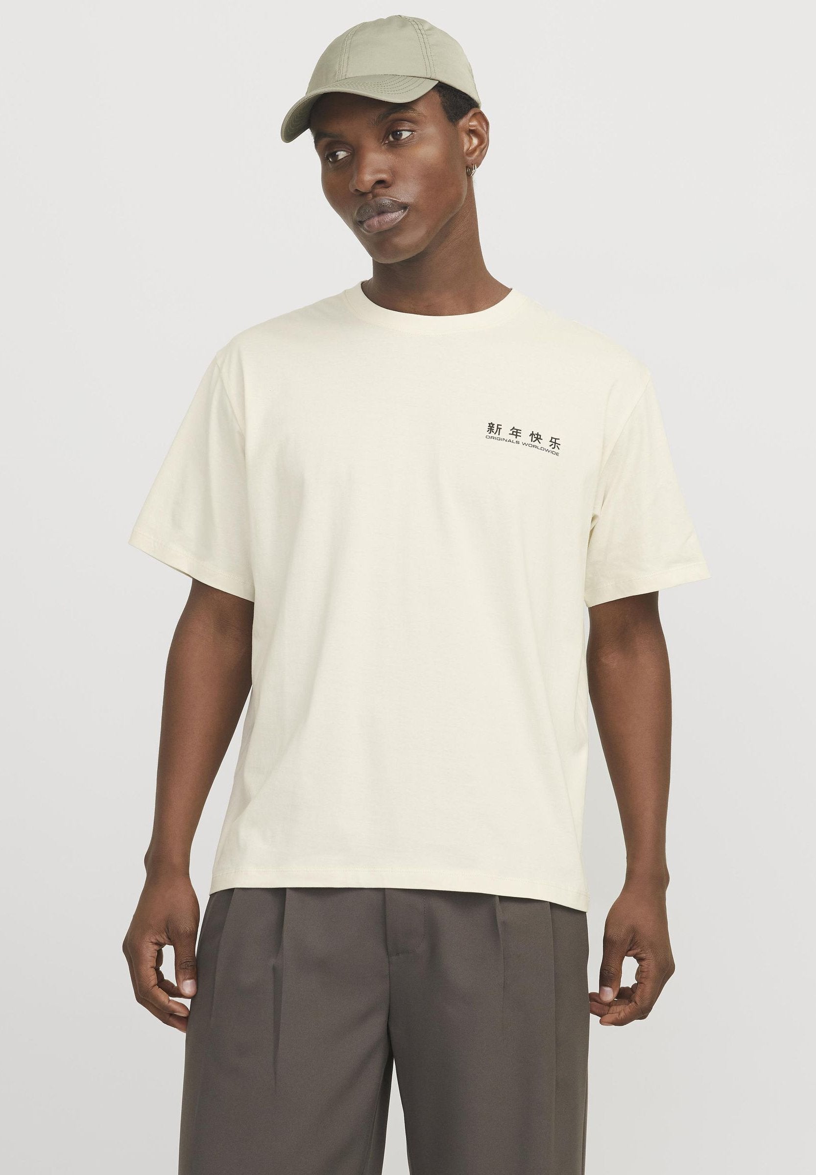 JORSNAKE CREW NECK - Print T-shirt - antique white