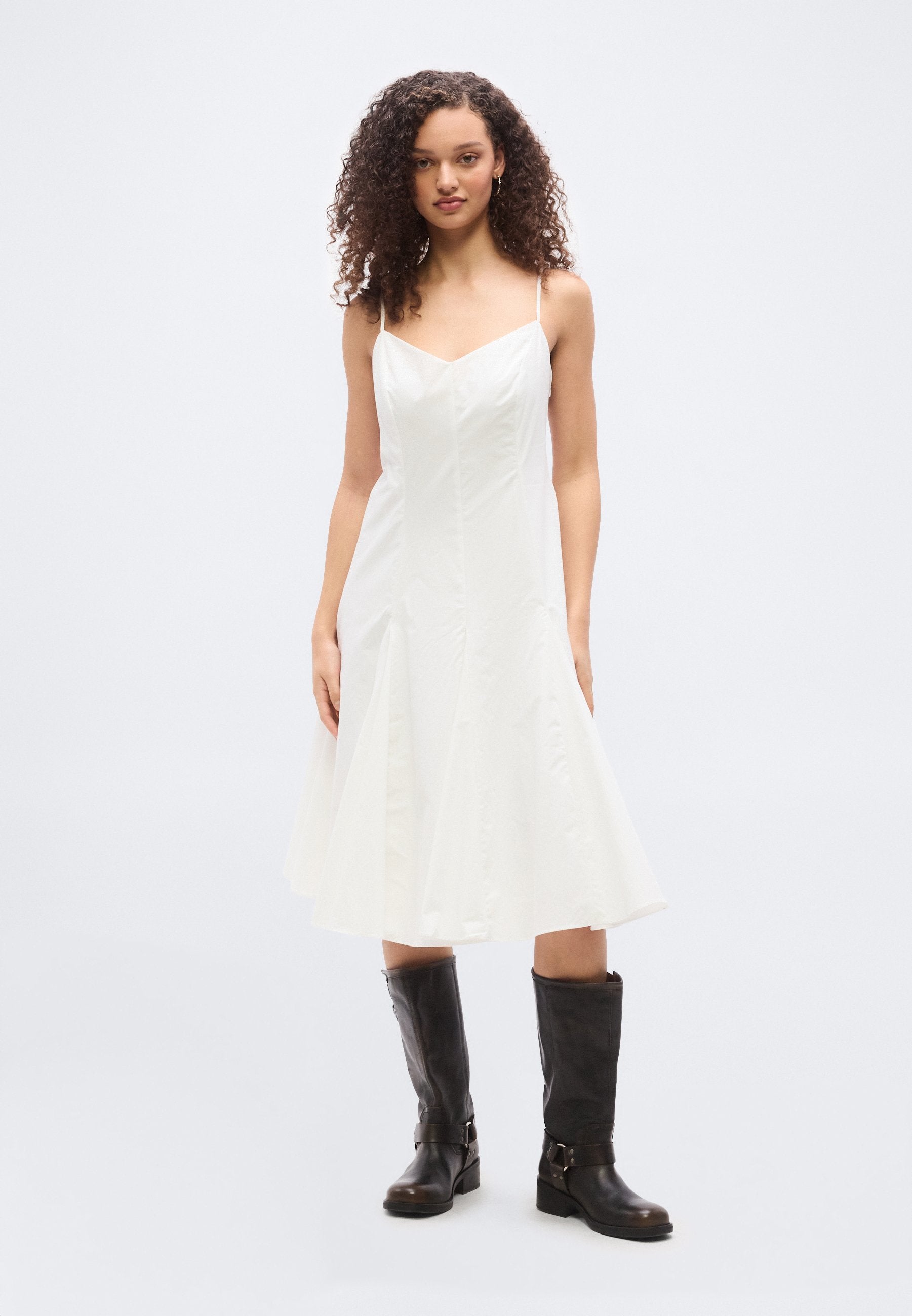 GODET MIDI DRESS - Day dress - optic white