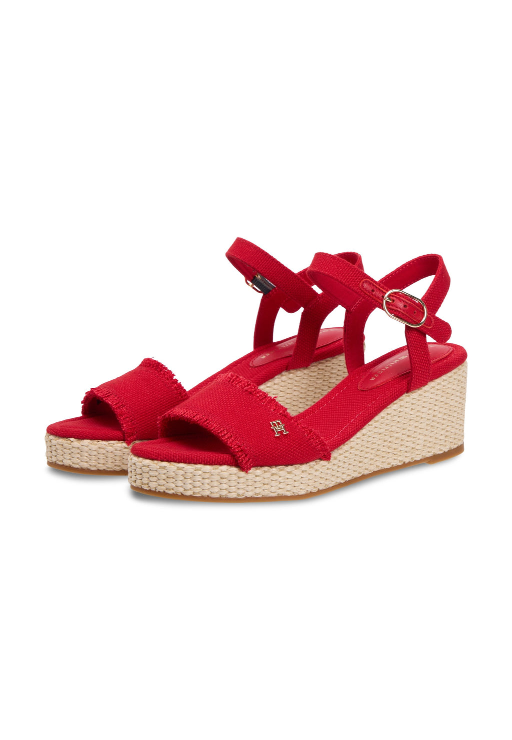 TH MONOGRAM WOVEN WEDGE ESPADRILLES - Platform sandals - primary red