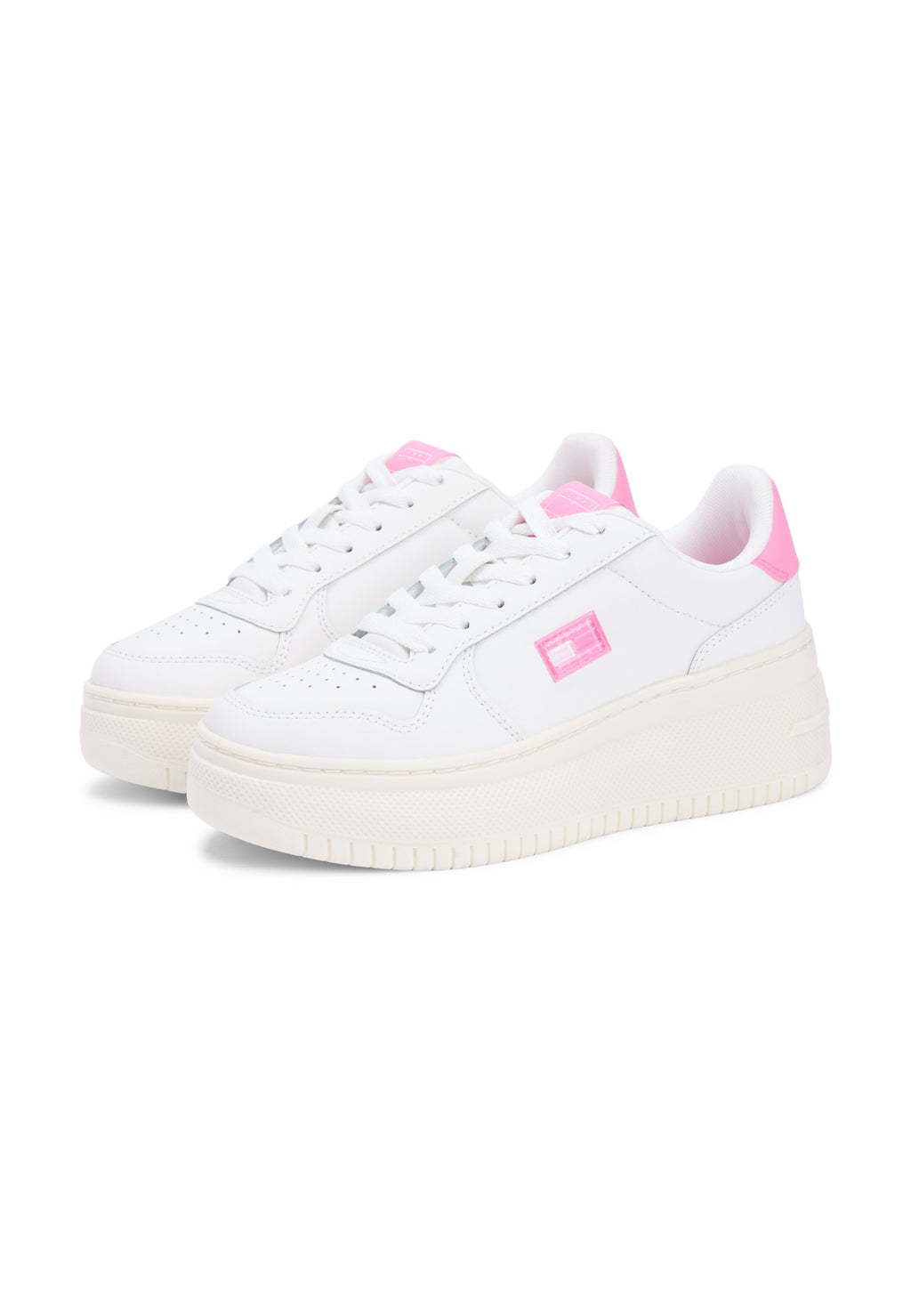 FINE CLEAT PLATFORM BASKETBALL TRAINERS WITH LEATHER - Trainers - ecru