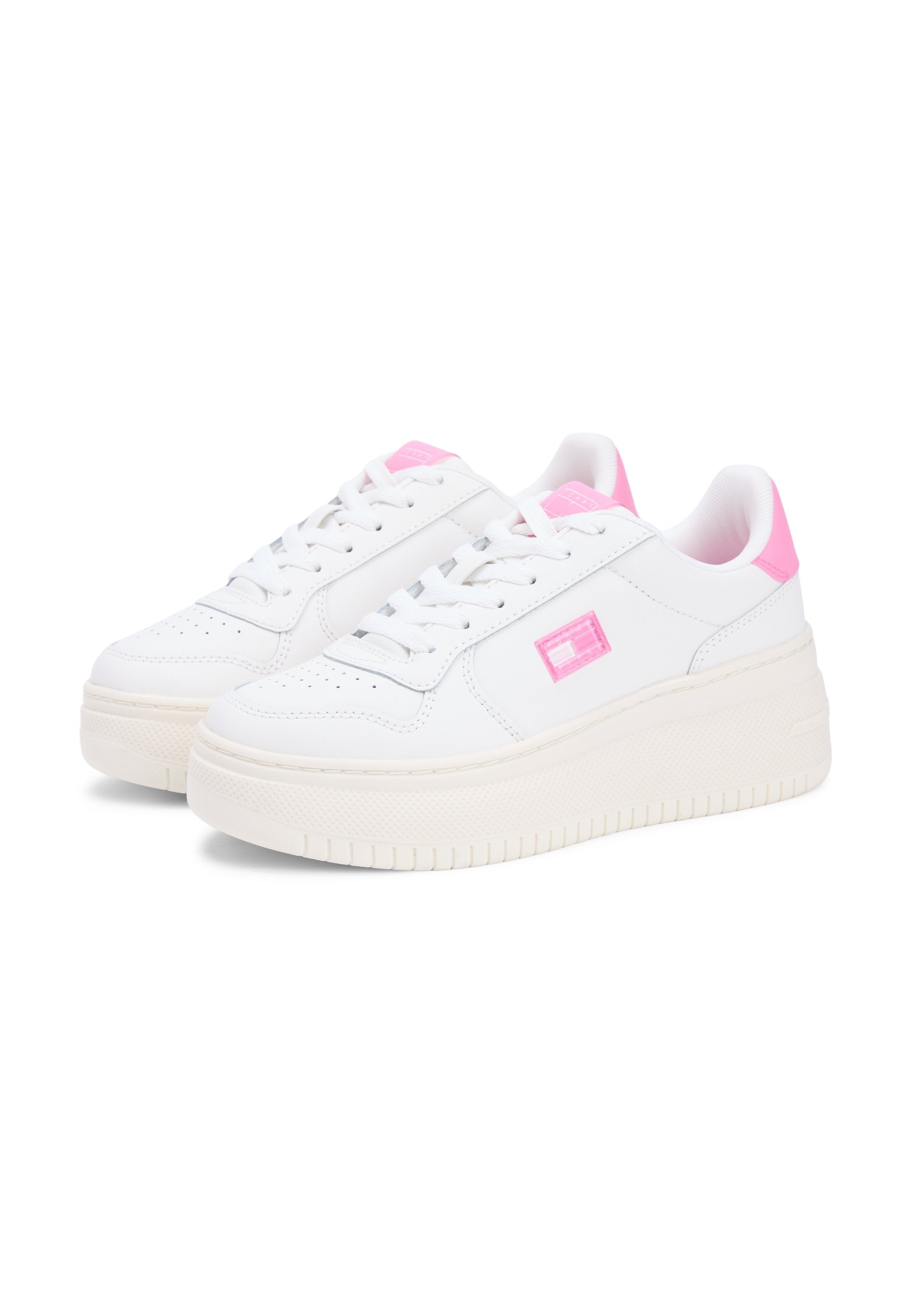 FINE CLEAT PLATFORM BASKETBALL TRAINERS WITH LEATHER - Trainers - ecru