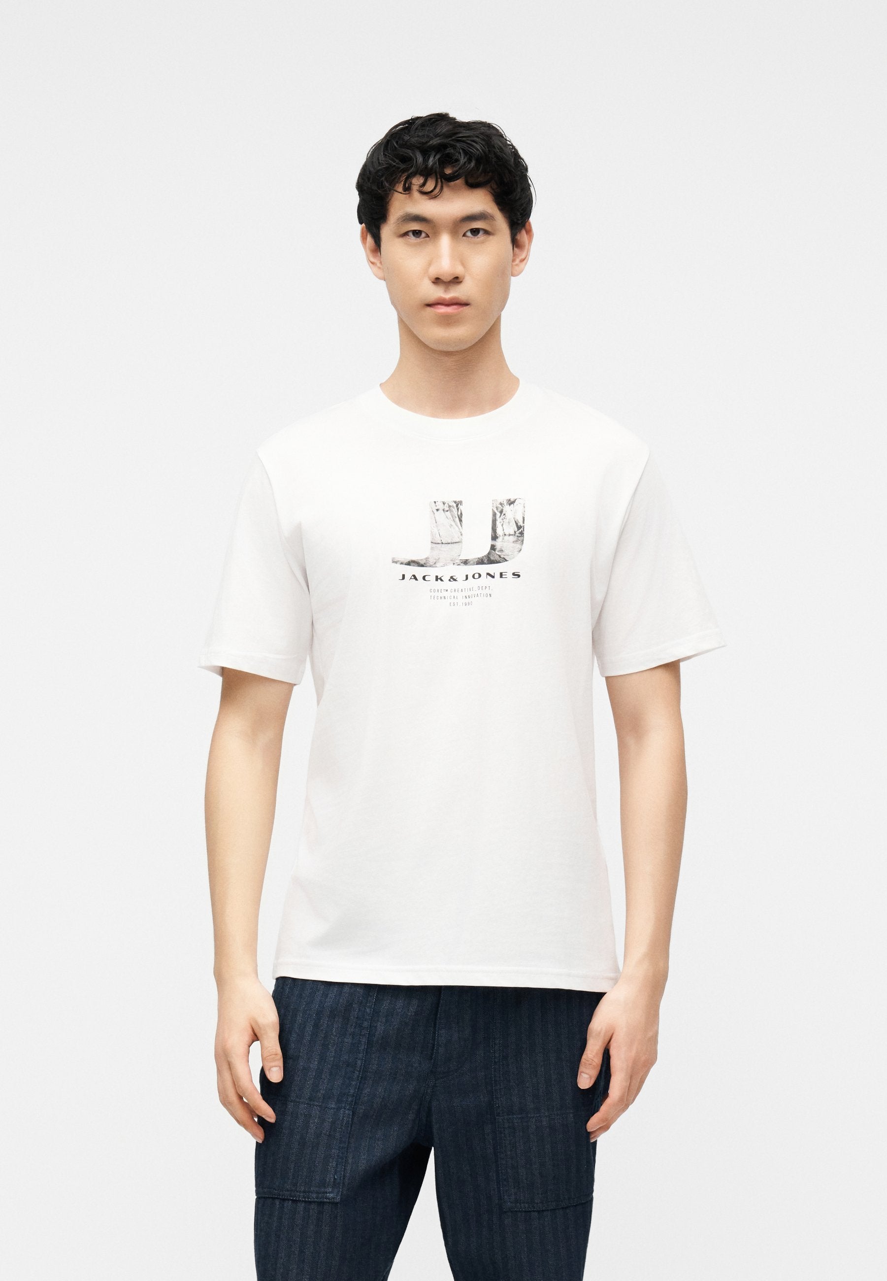 JCODUST PHOTO TEE CREW 3 PACK - Print T-shirt - black/bright white/omphalodes