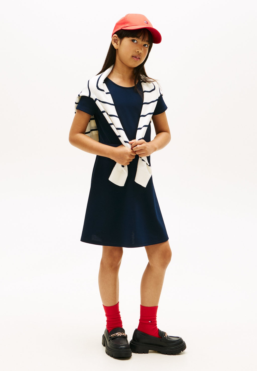 ROBE PATINEUSE INDISPENSABLE À MANCHES COURTES - Robe en jersey - bleu nuit foncé