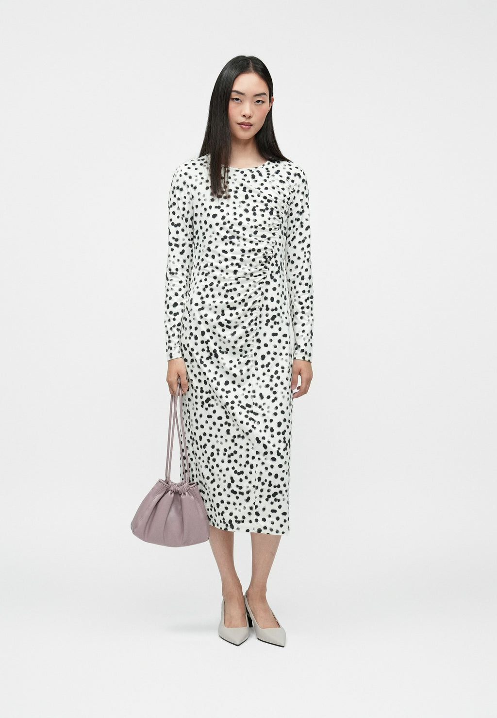 RUCHED PRINTED MIDI - Day dress - ivory