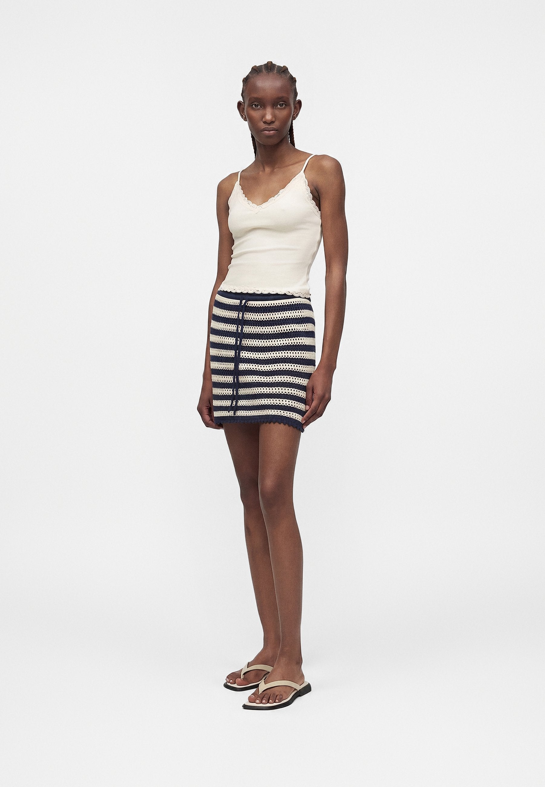 STRIPE MINI SKORT - Pencil skirt - navy