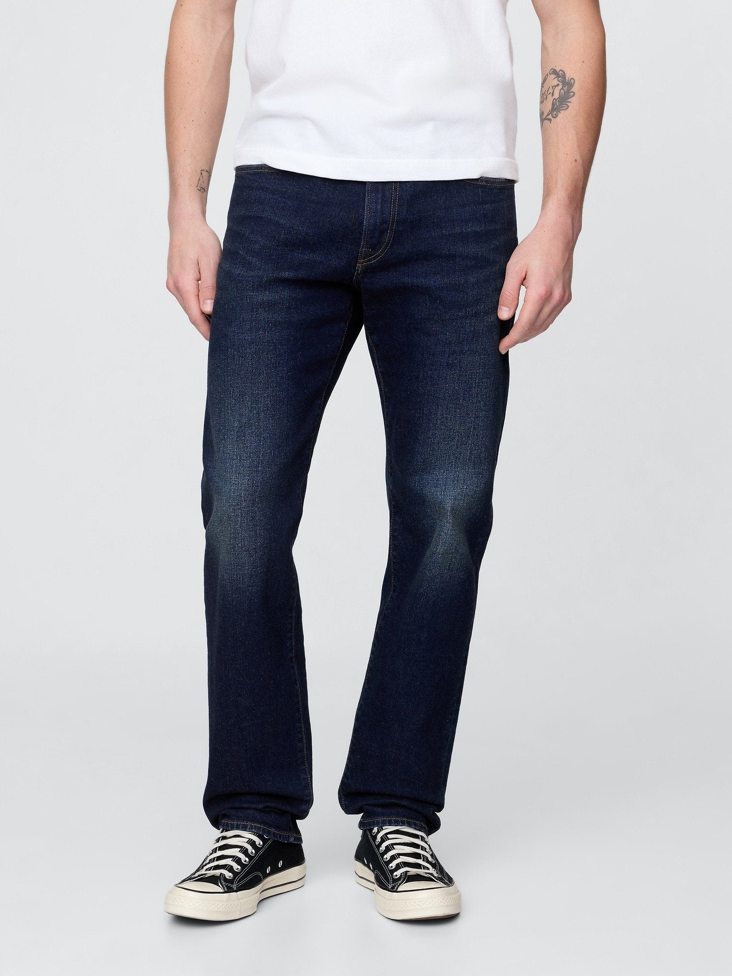 STRAIGHT WORN DARK - Straight leg jeans - worn dark