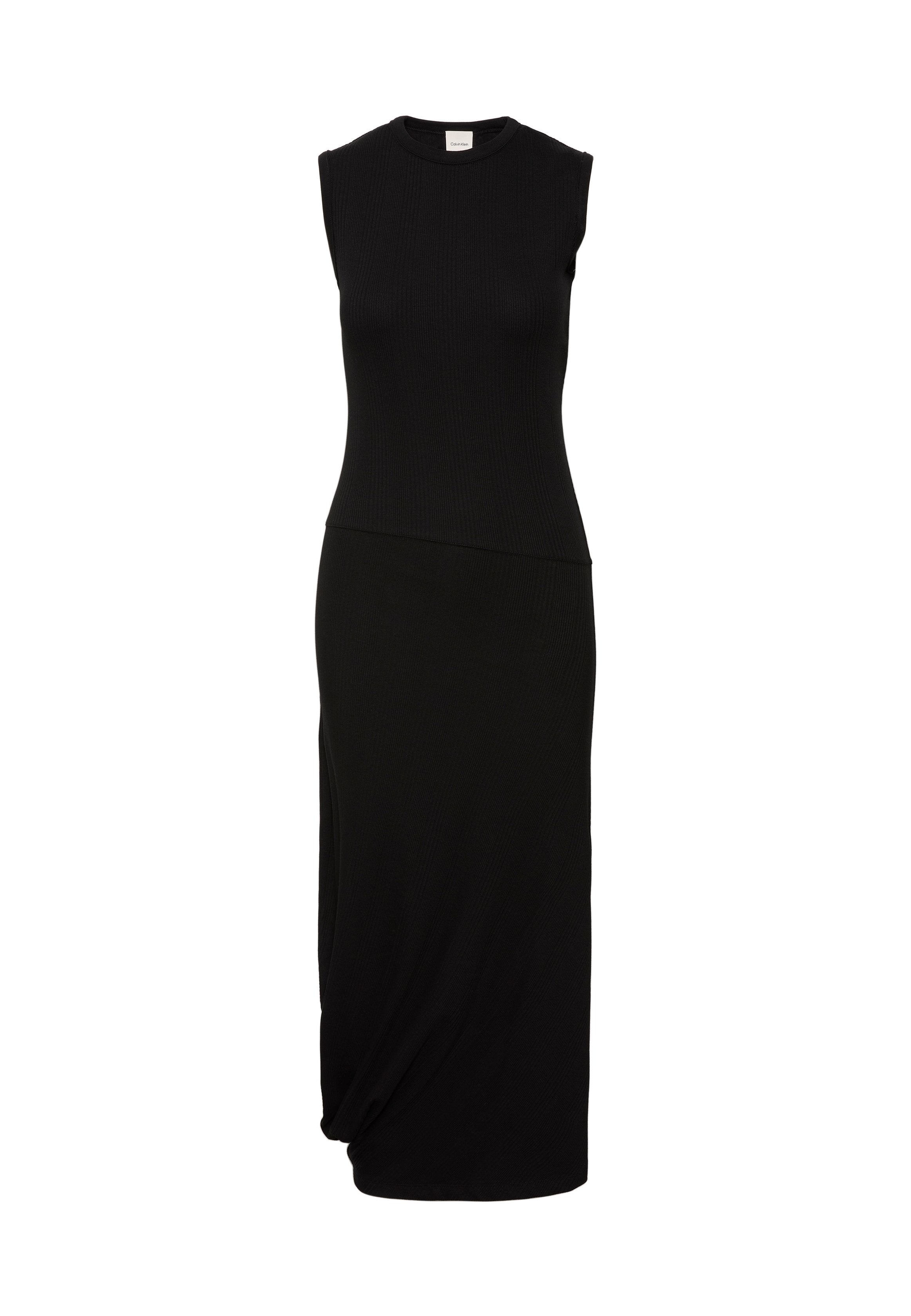 VARIGATED ASYM DRAPED MID - Day dress - black