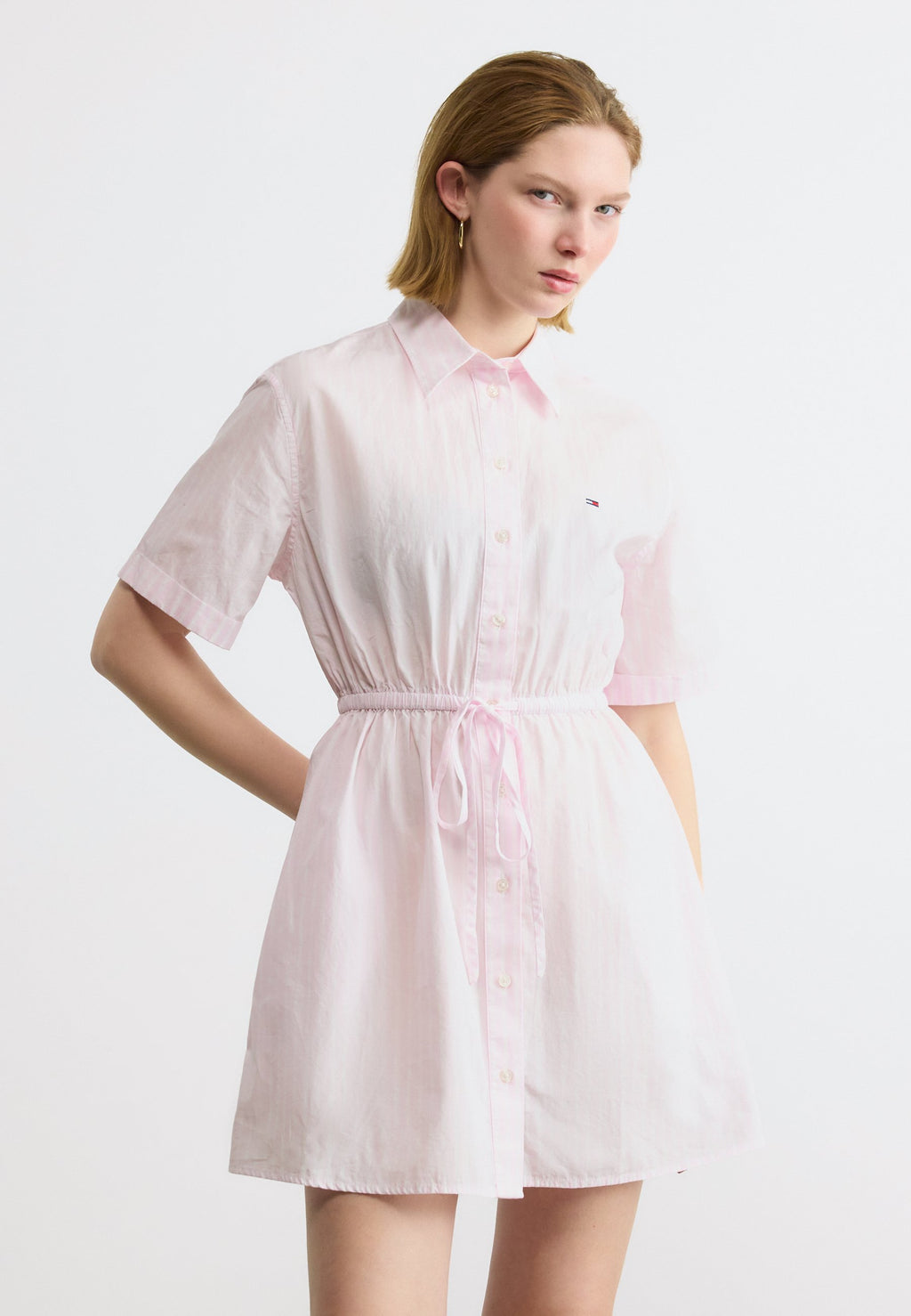 ROBE CHEMISE RAYÉE - Robe chemise - rose nacré
