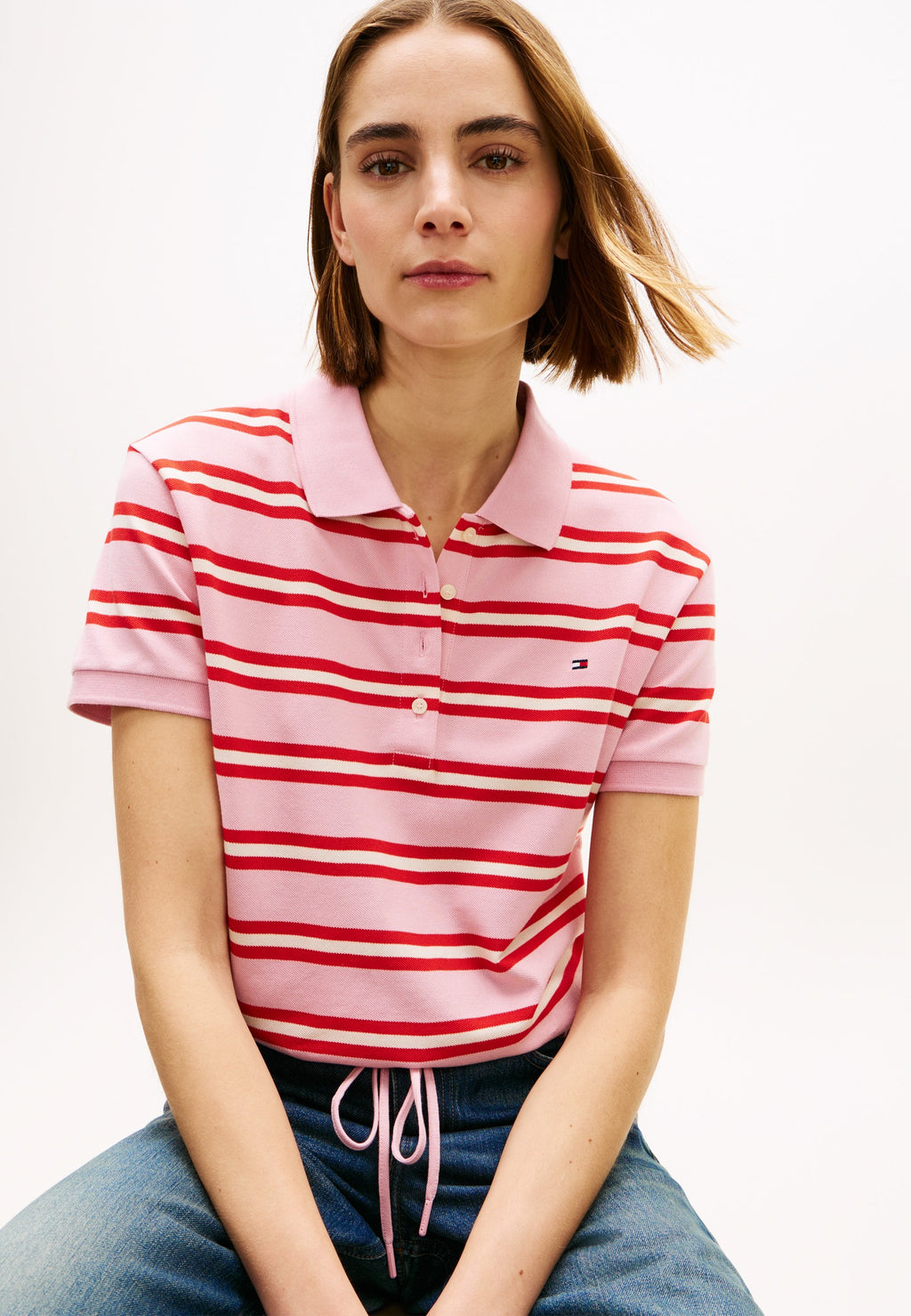 1985 REGULAR FIT TIE FRONT POLO SHIRT - Polo shirt - bonita pink/fireworks